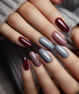 Blue and Gold Nail Design 2