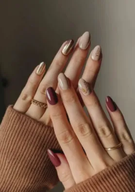 Blue and Gold Nail Design 4