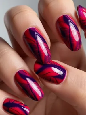 Red &  Purple Nail Design 1
