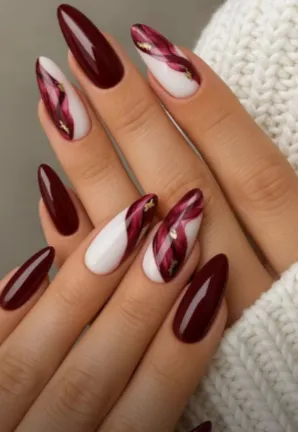 Red and Purple Nail Design