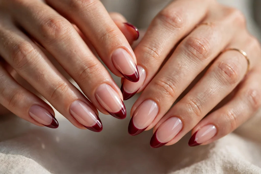 Colored French tip nail design