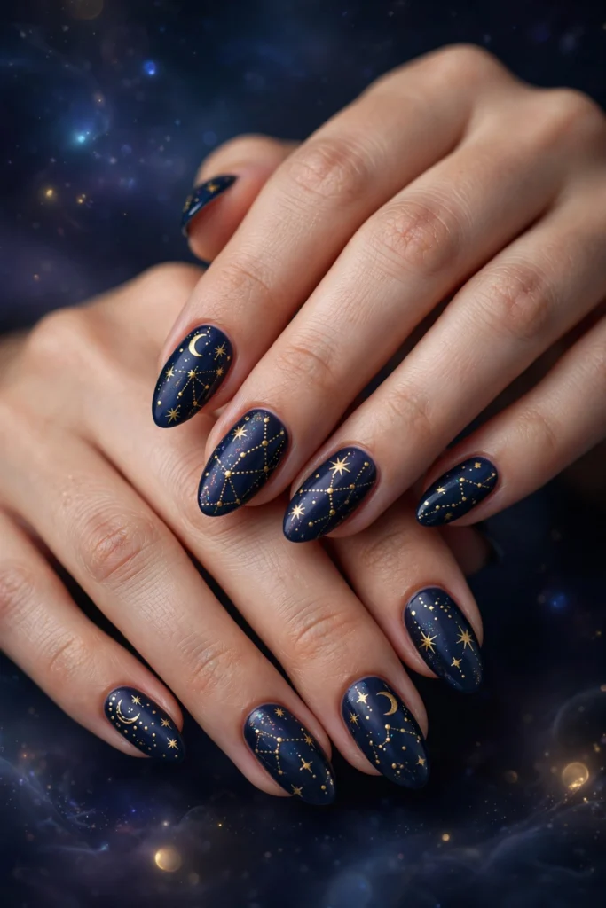 Celestial starry nail design