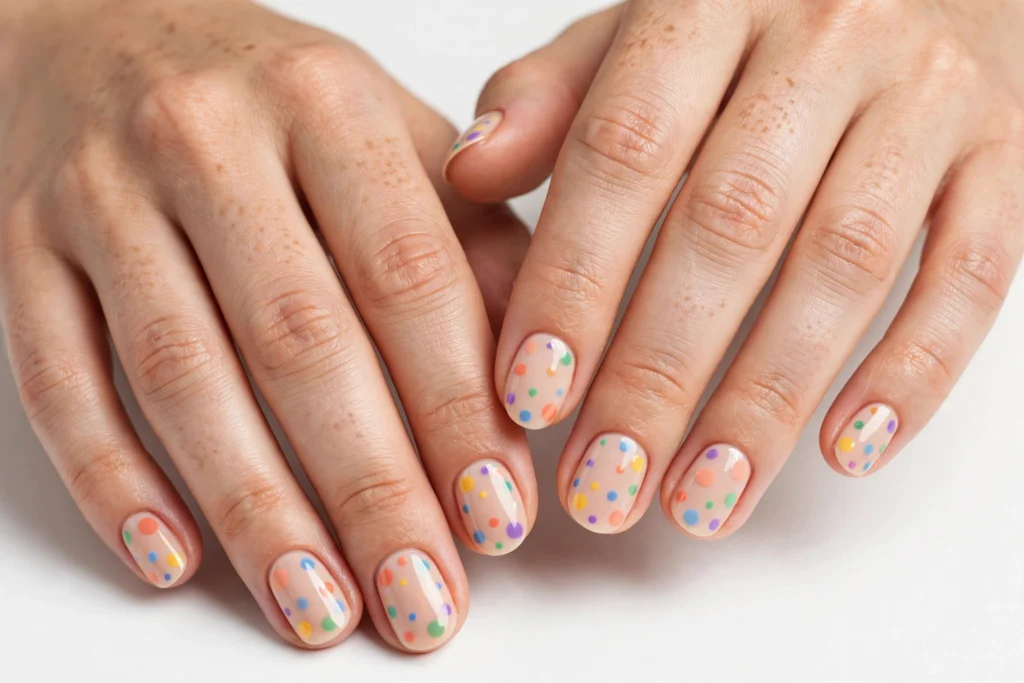 Colorful dot nail art design