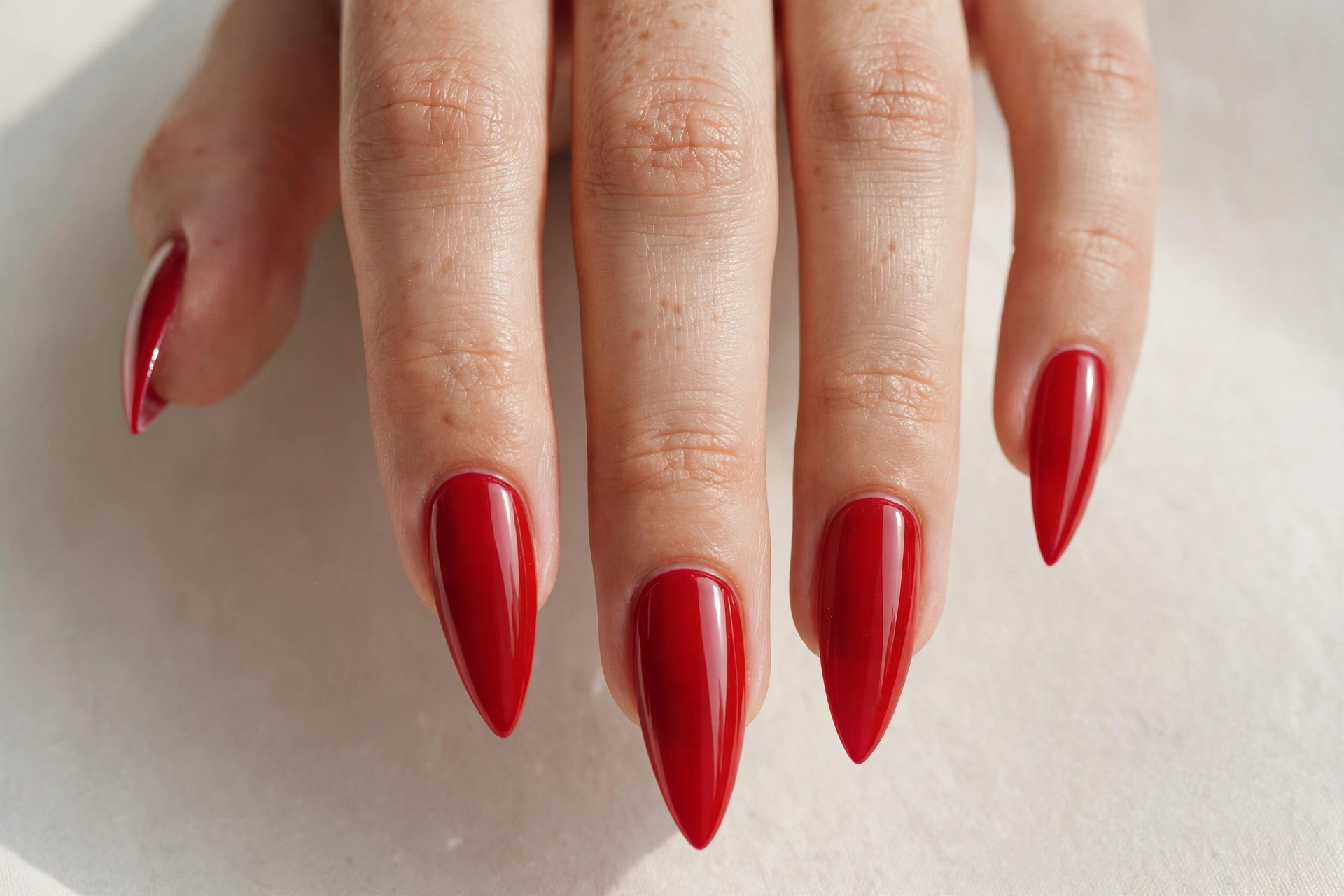 Stiletto red acrylic nails