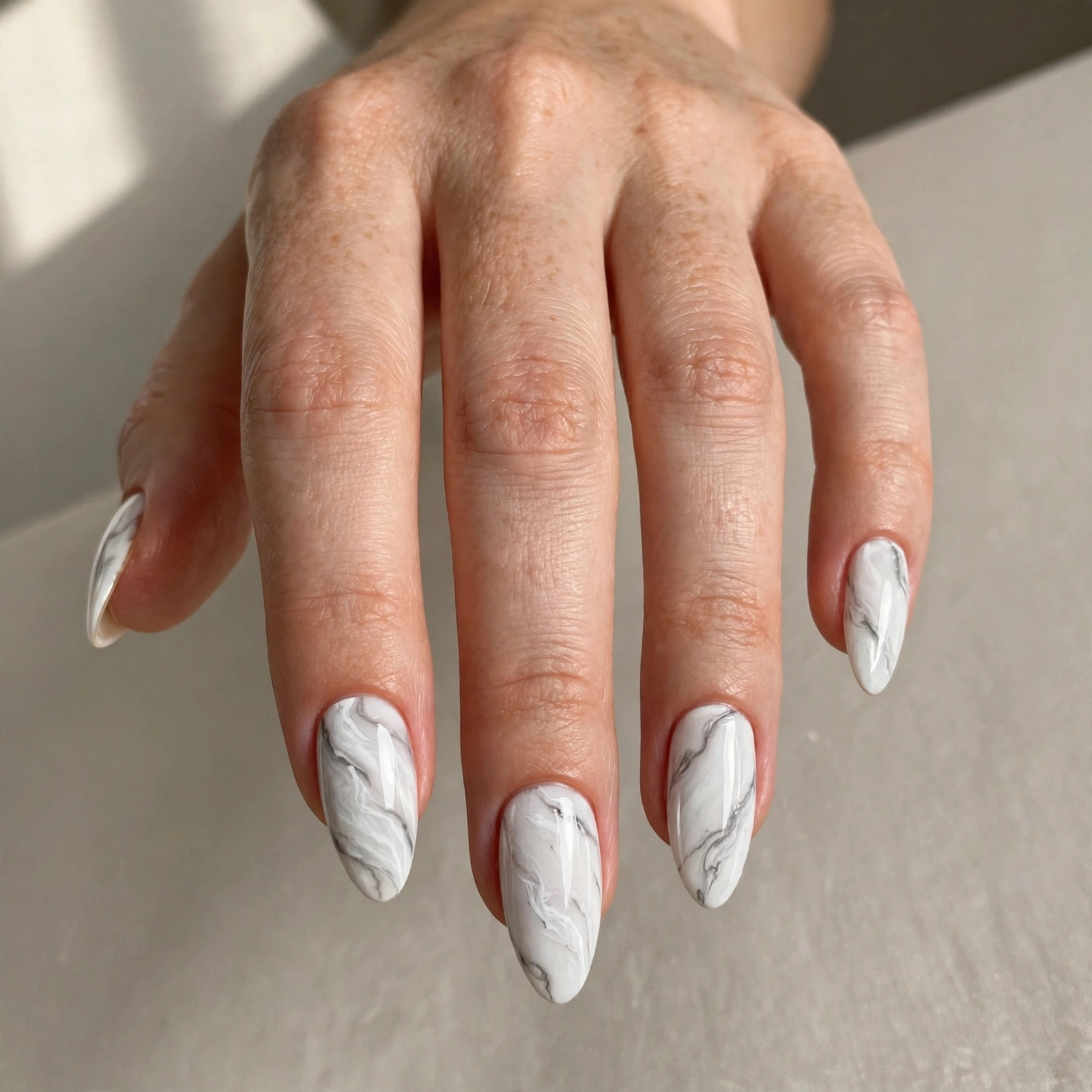 White marble acrylic nails