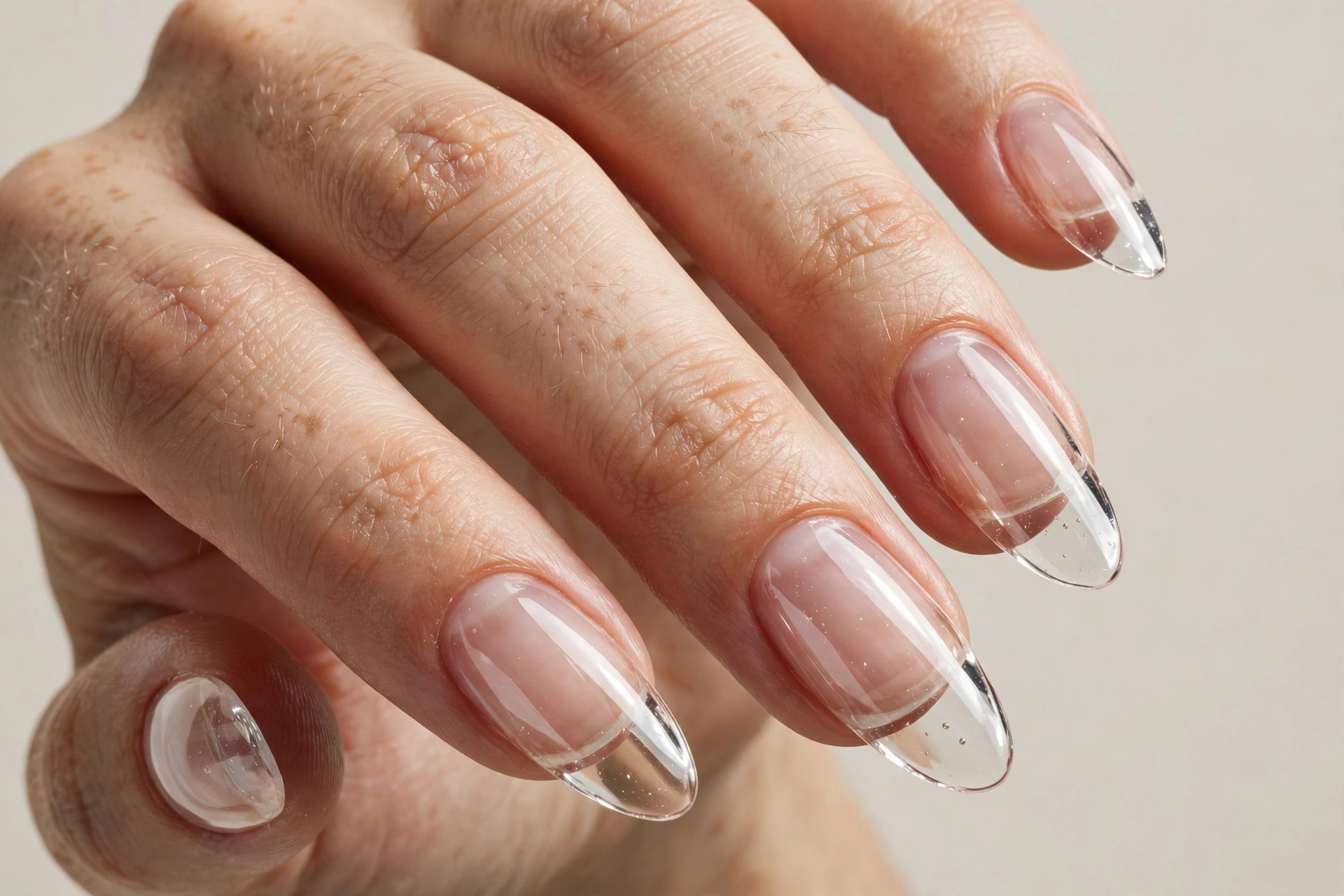 Clear glass acrylic nails