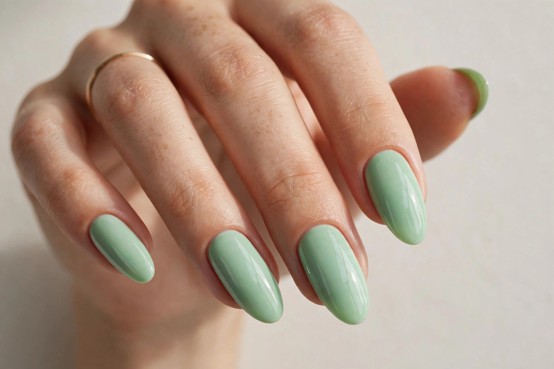 Mint green acrylic nails