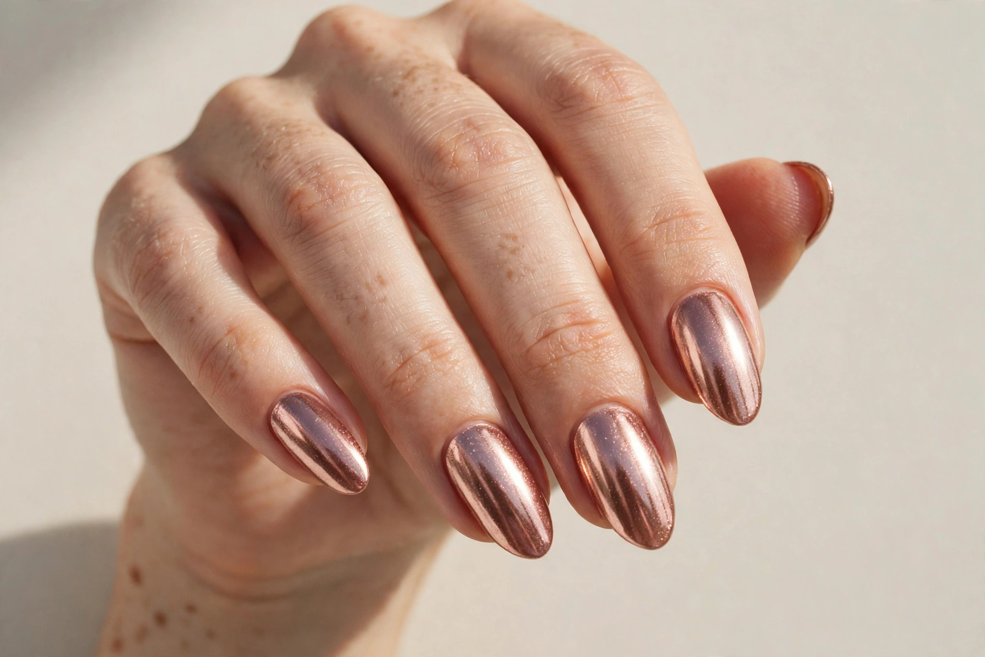 Rose gold chrome party birthday nails