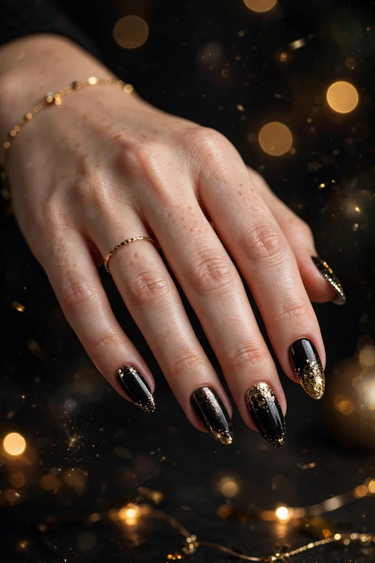 15 Black and Gold New Years Nails for a Glamorous Celebration