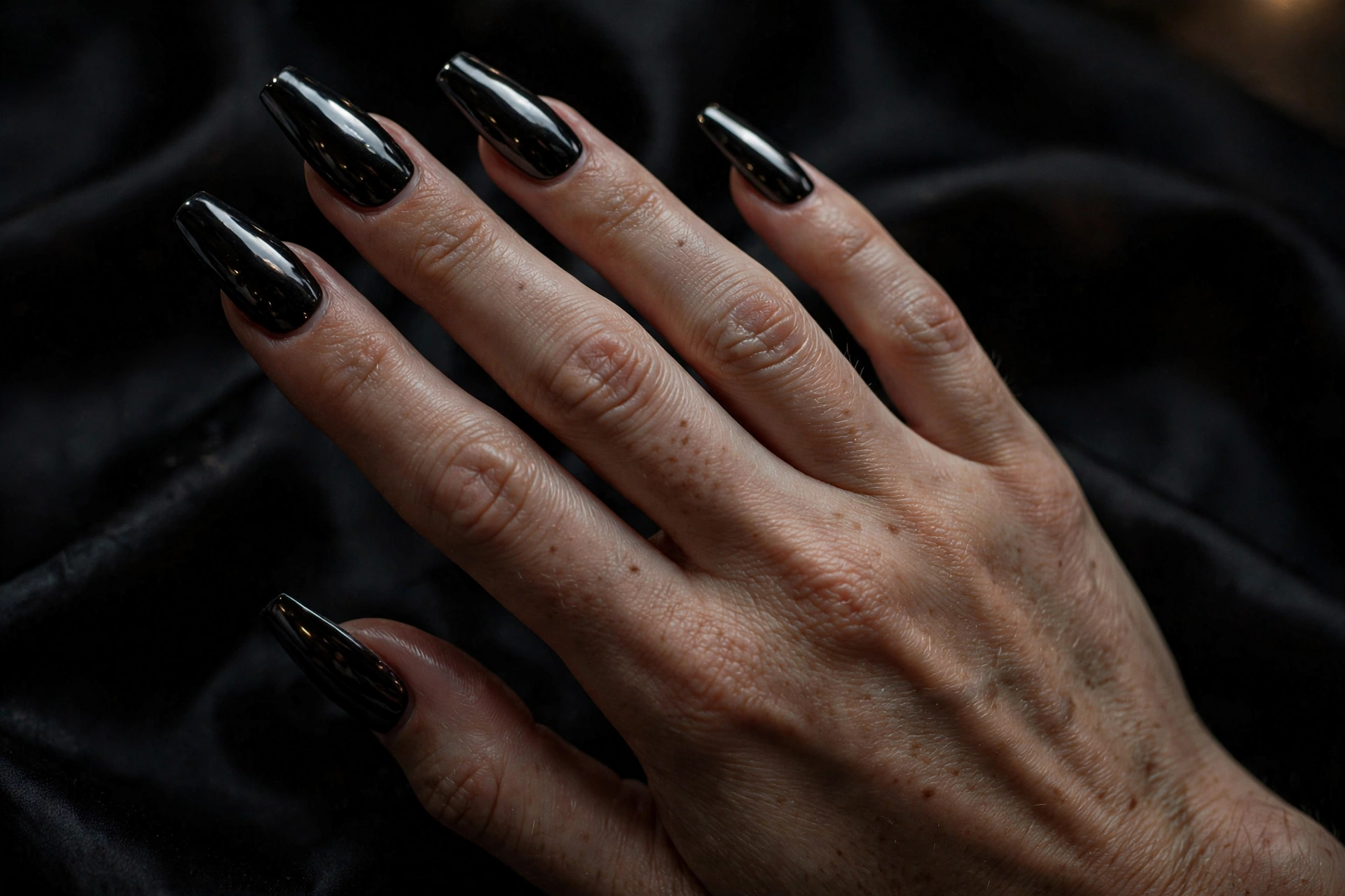 Black chrome mirror Halloween nails