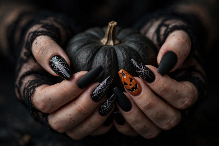15 Black Halloween Nail Designs for a Dark, Chic Spooky Season