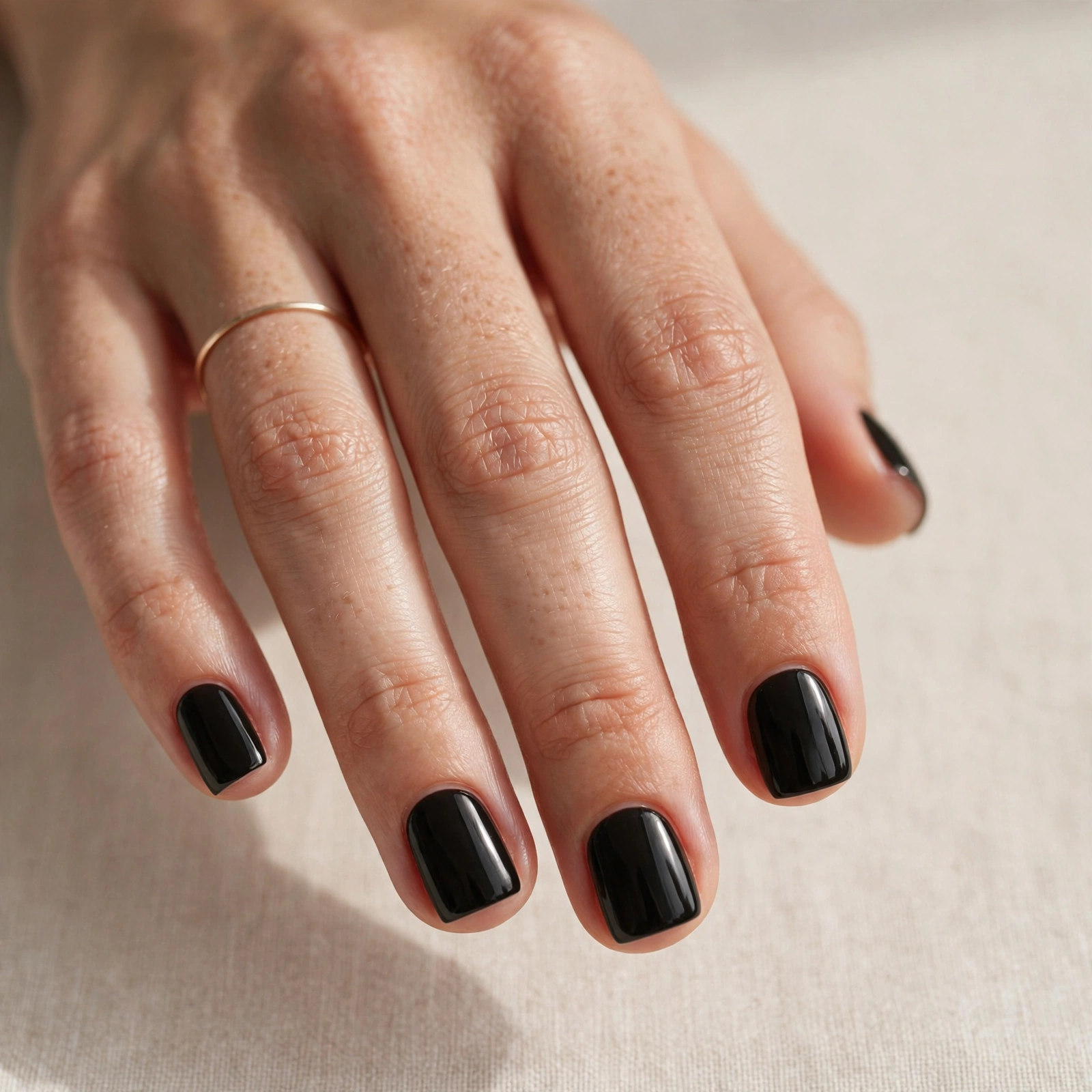 Short black square shaped nails
