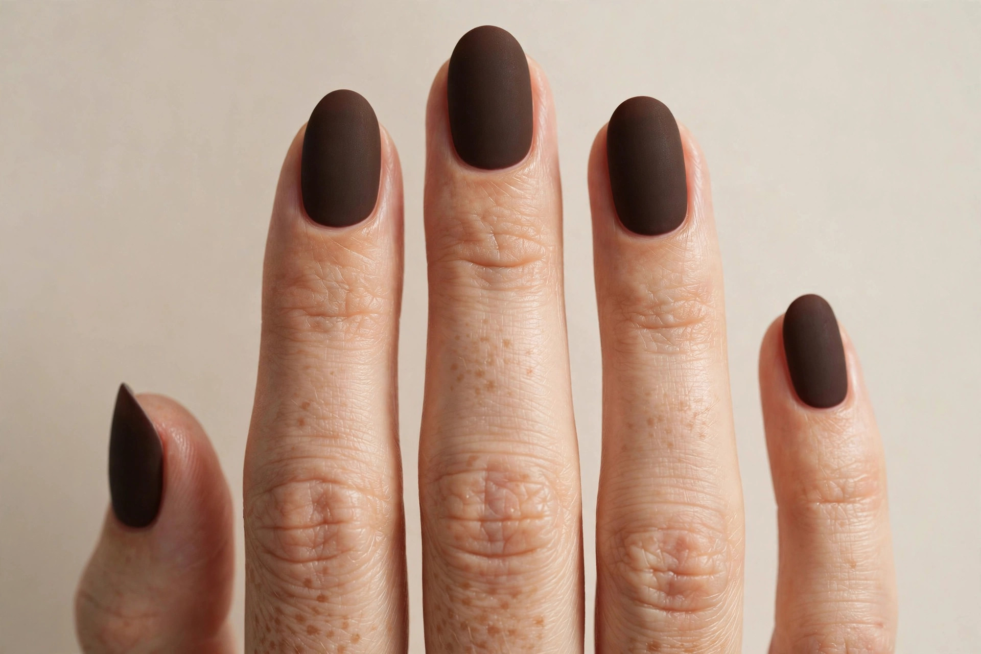 Matte coffee brown nails