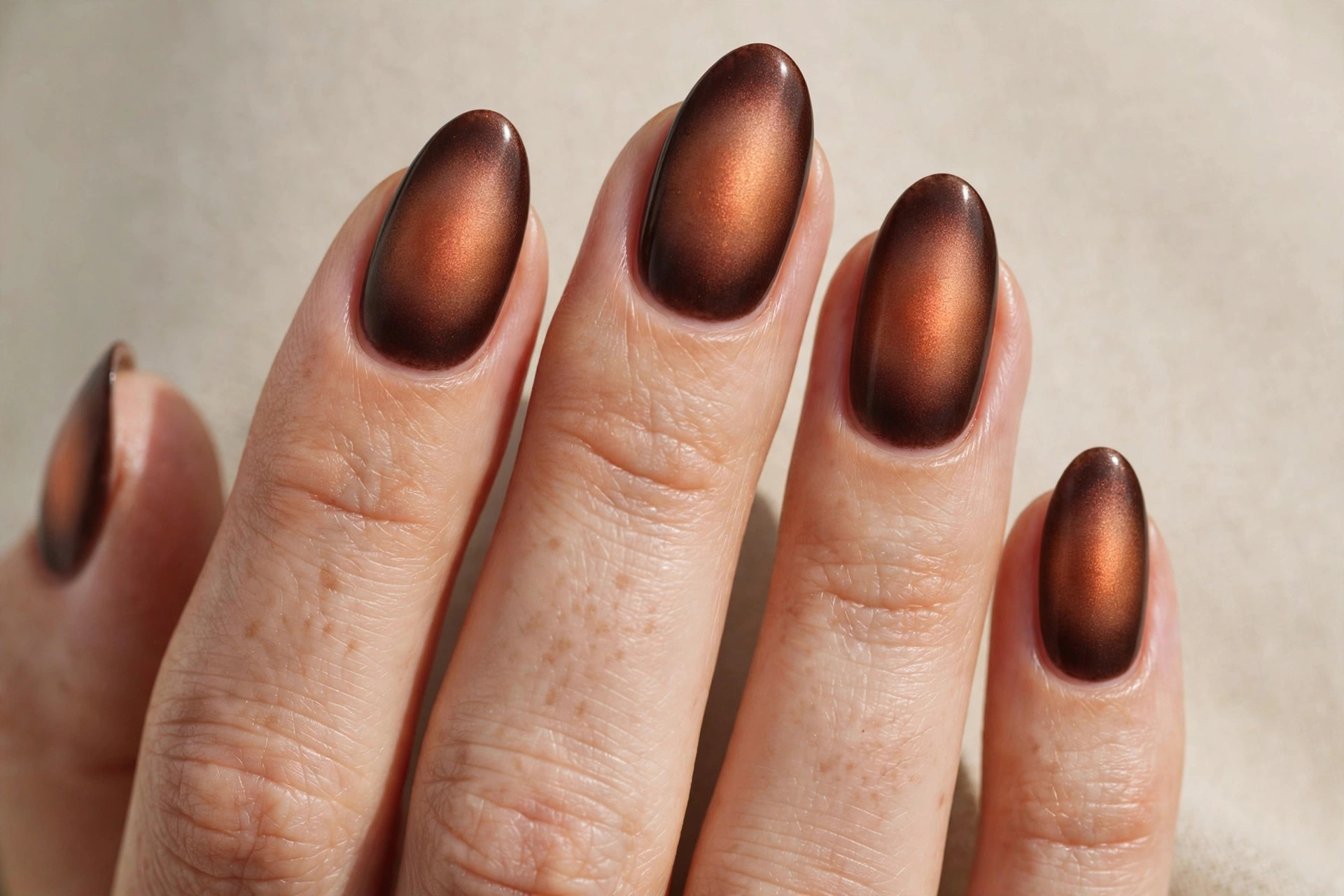 Cinnamon aura brown nails
