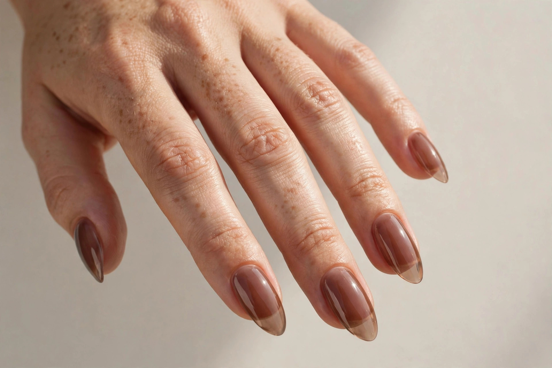 Sheer brown jelly nails