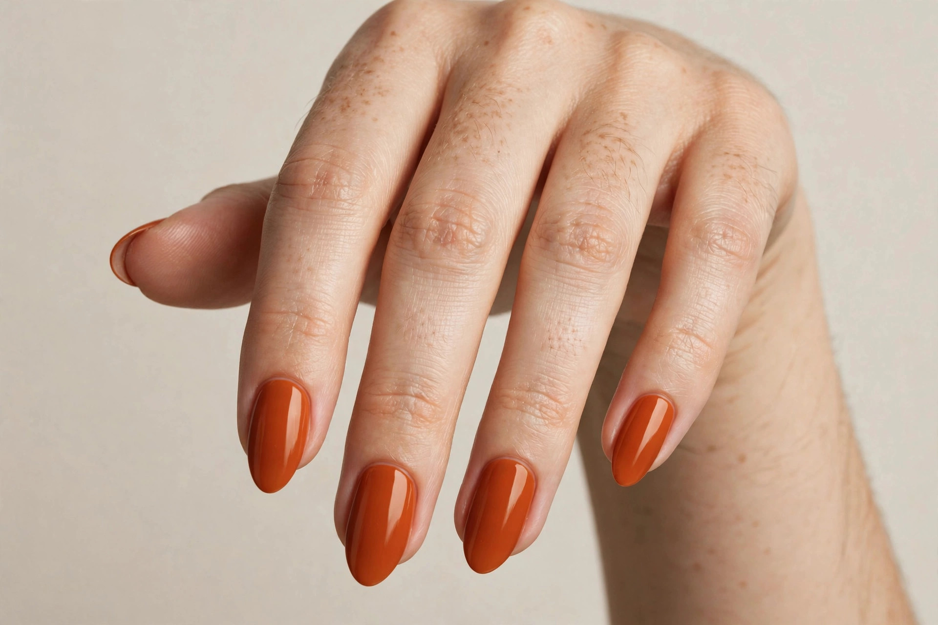 Burnt orange harvest nail design