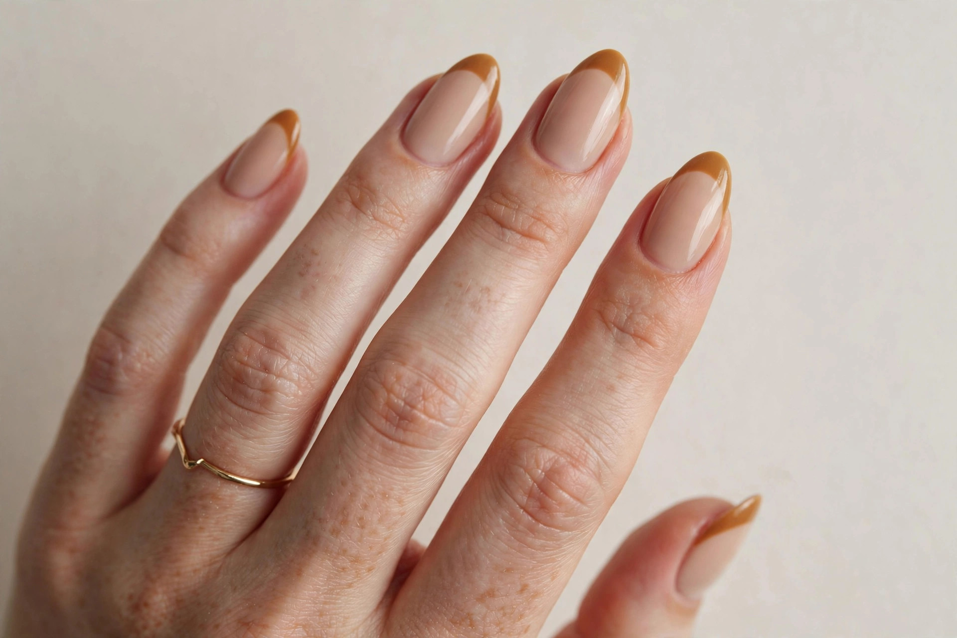 Caramel French tip nails