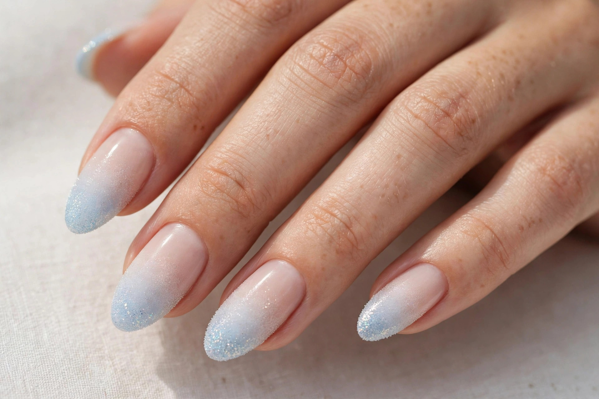 Frosted ombre glitter French tip Christmas nails
