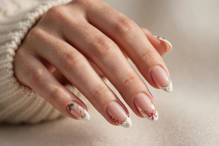 22 Christmas French Tip Nails for a Festive Holiday Look
