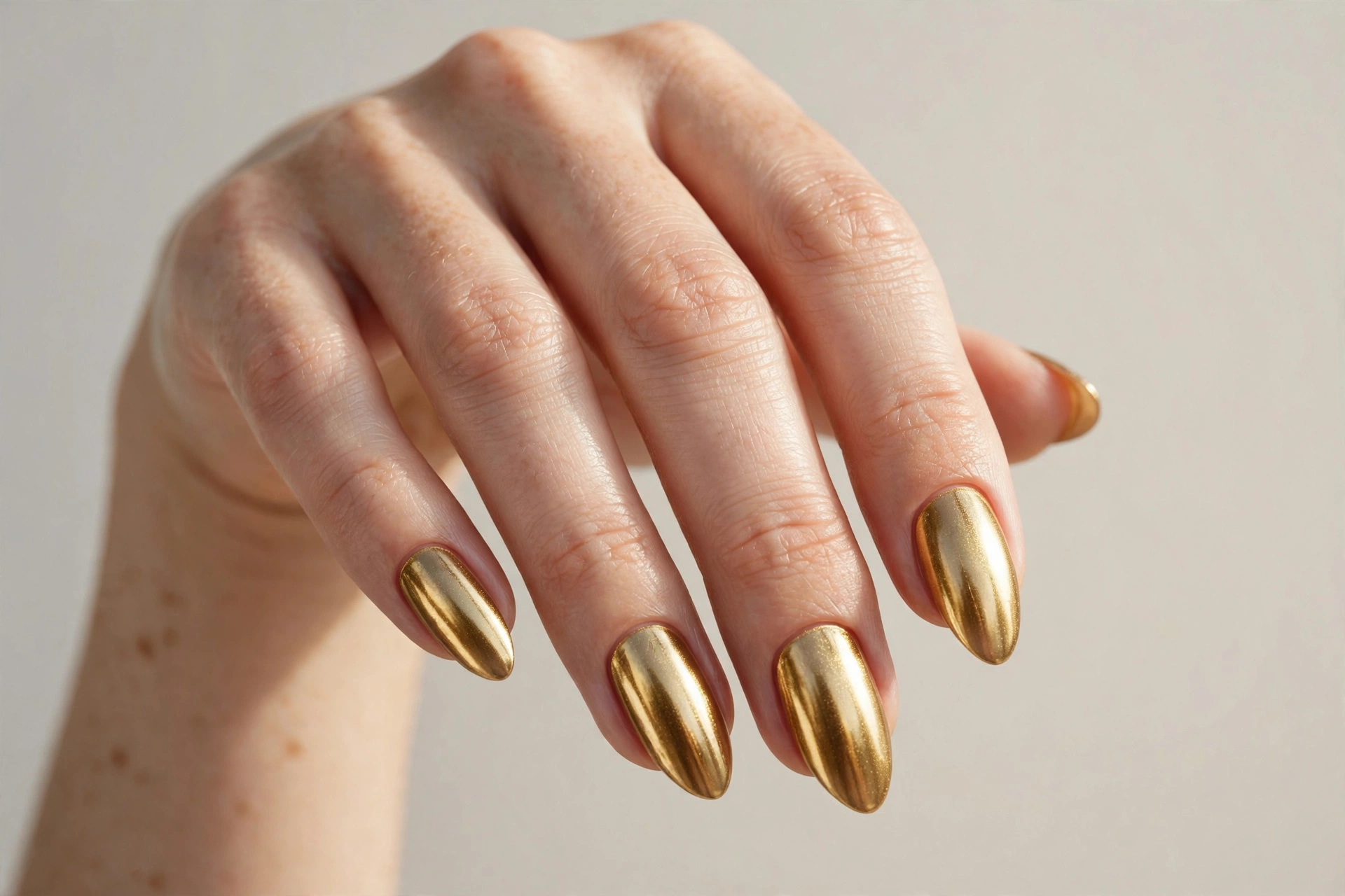 Gold chrome mirror metallic Christmas nail polish