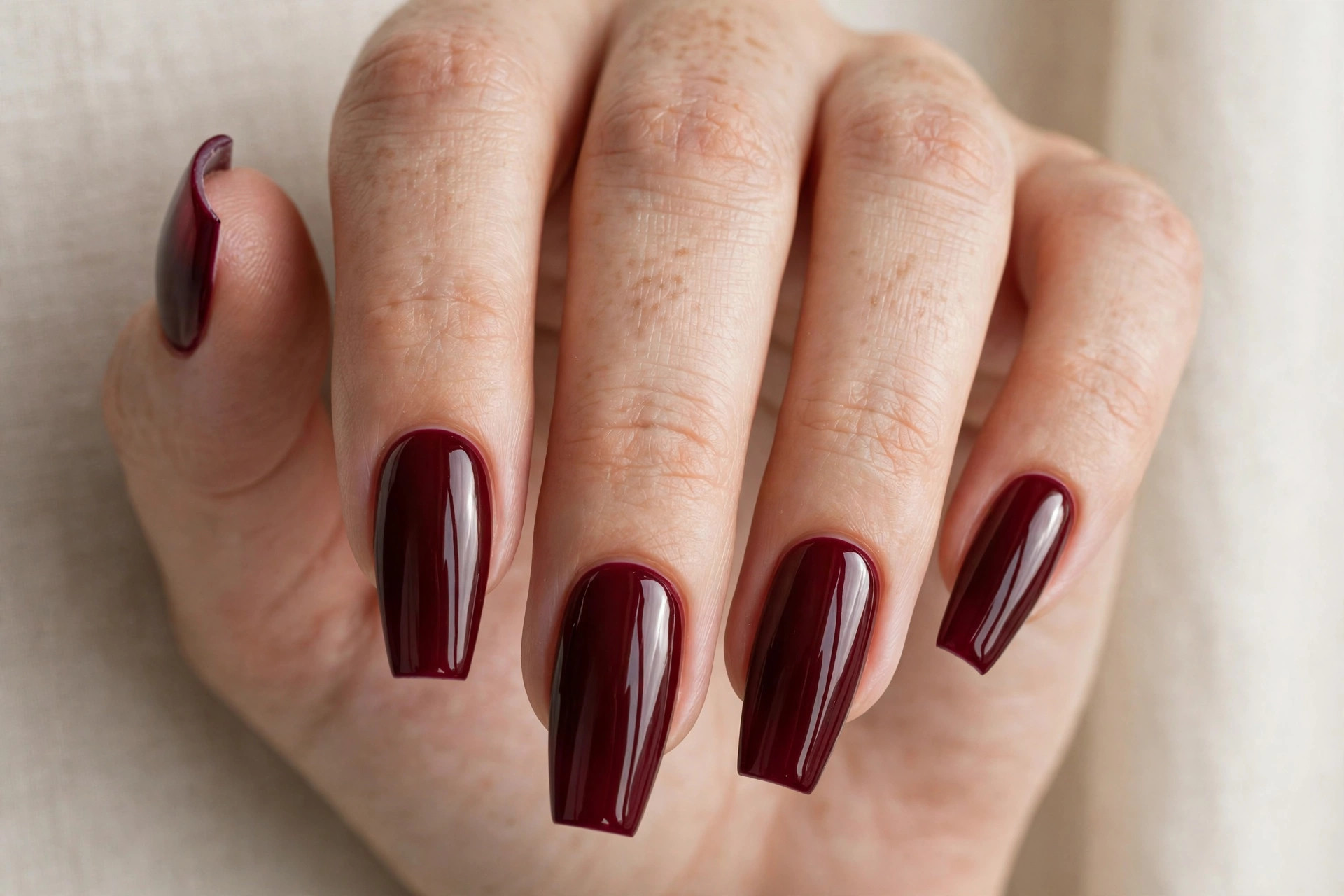 Burgundy wine glossy coffin nails
