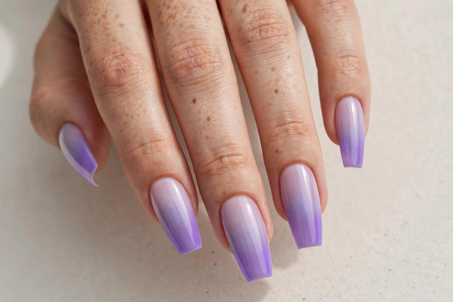 Lavender aura gradient coffin nails