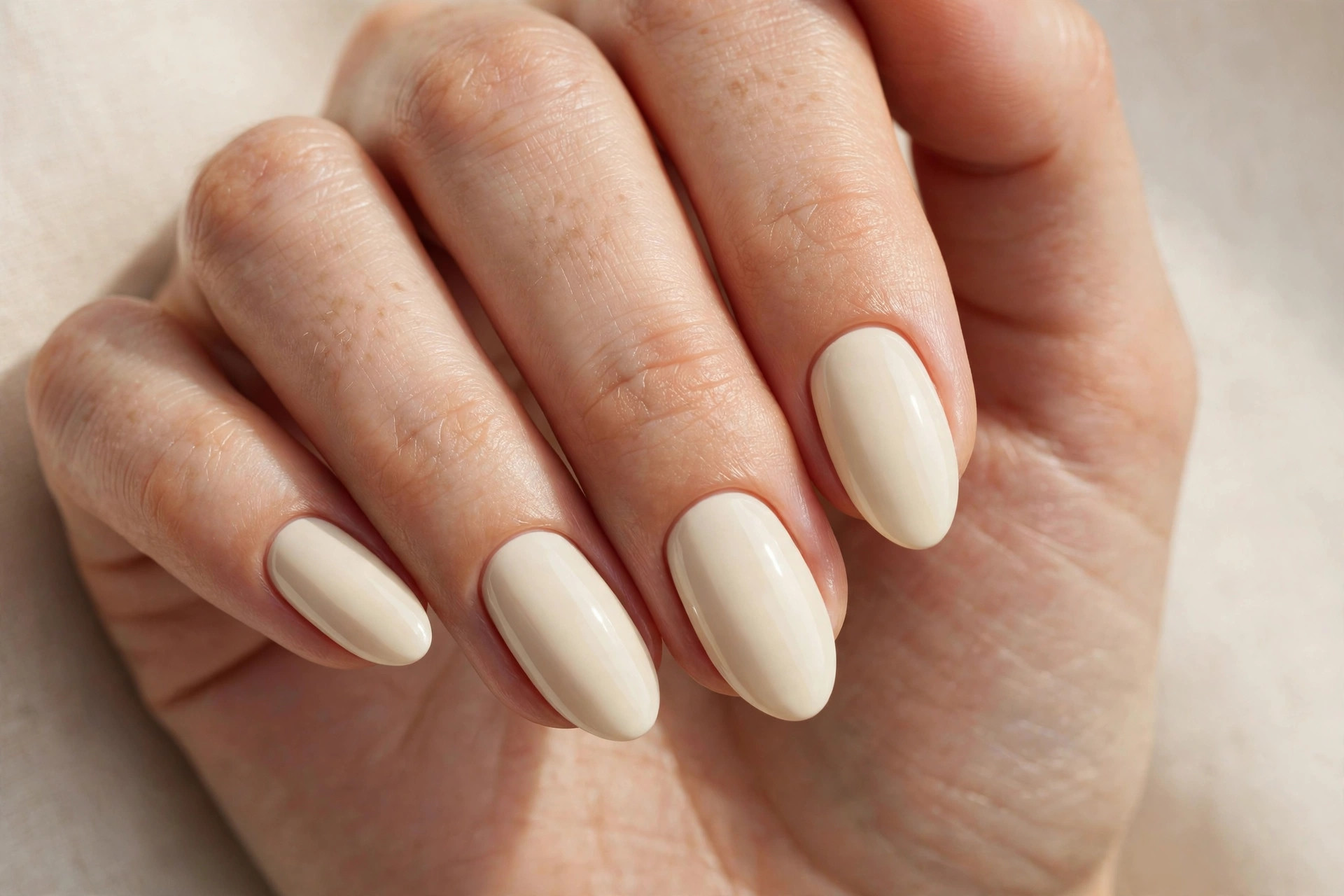 Cream nail polish manicure