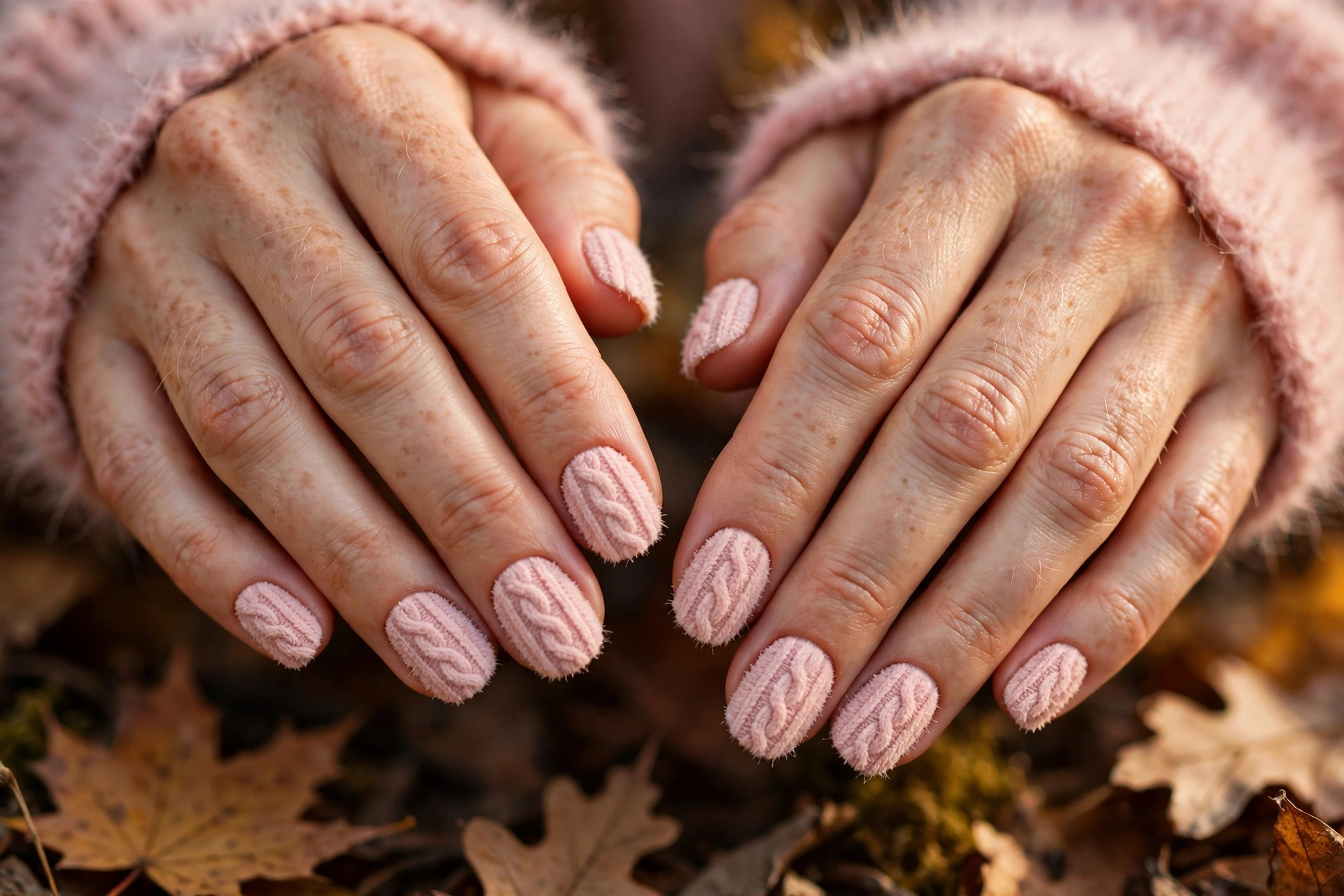 Blush pink fuzzy sweater nails