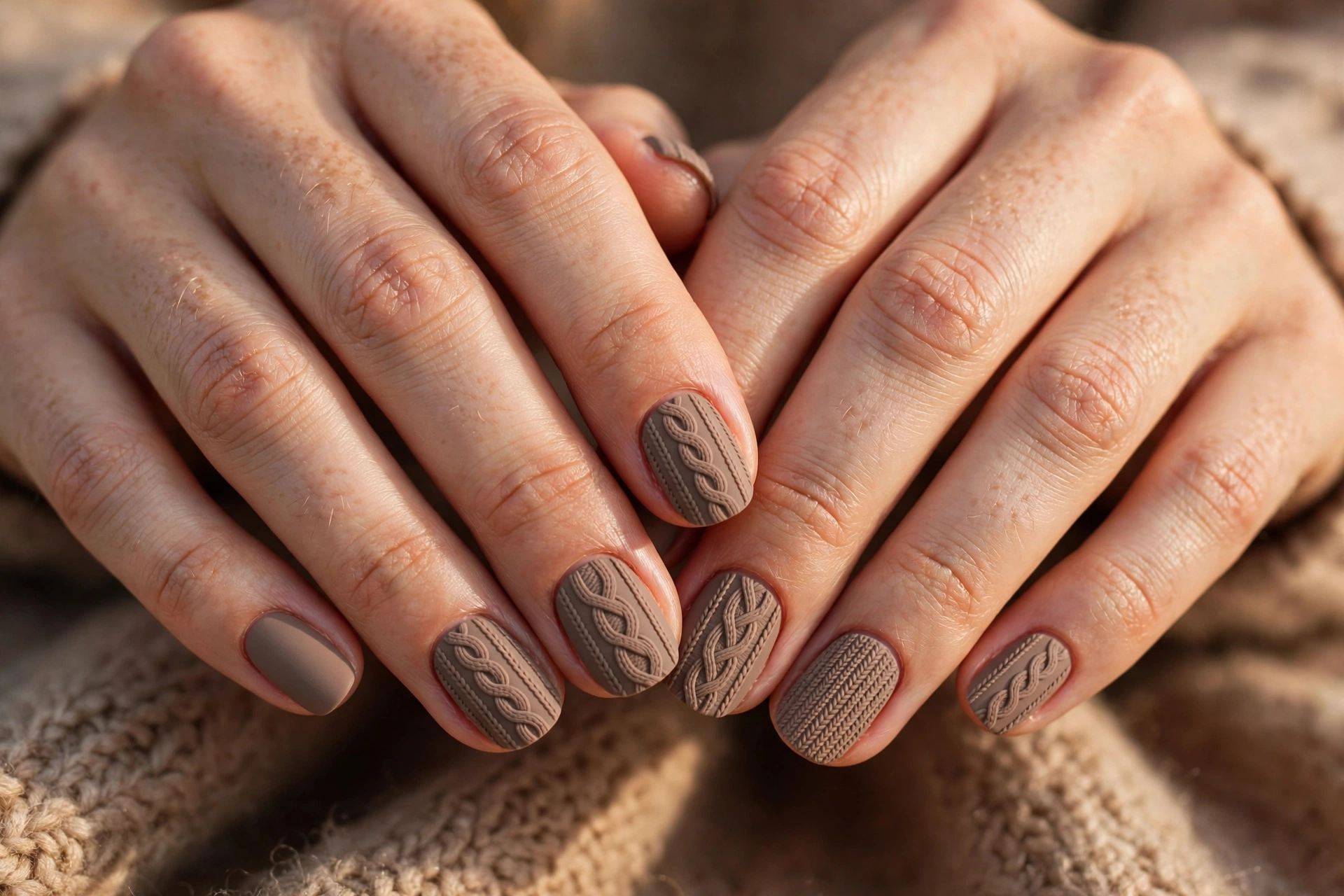 Taupe matte sweater nails