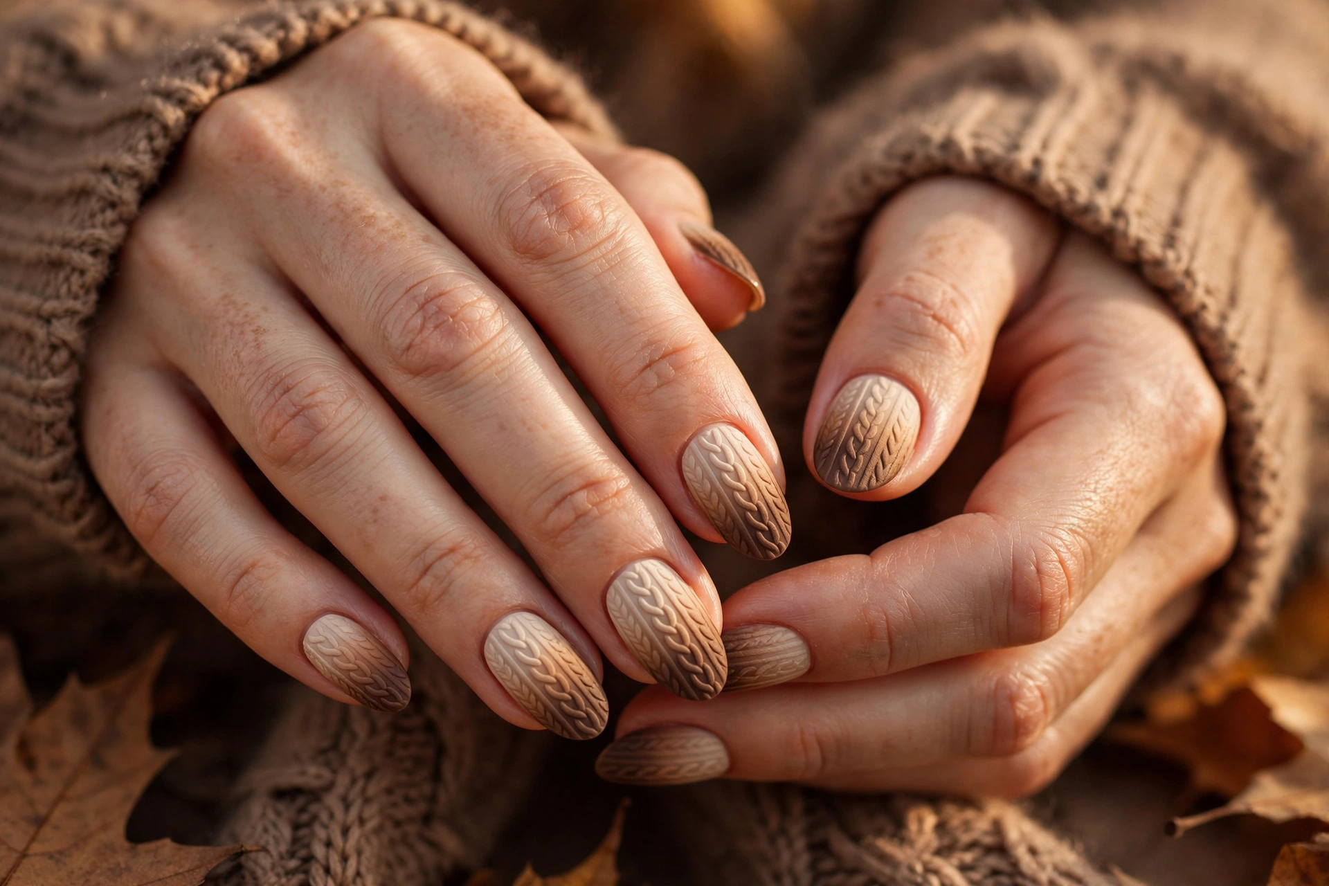 Mocha ombre sweater nails