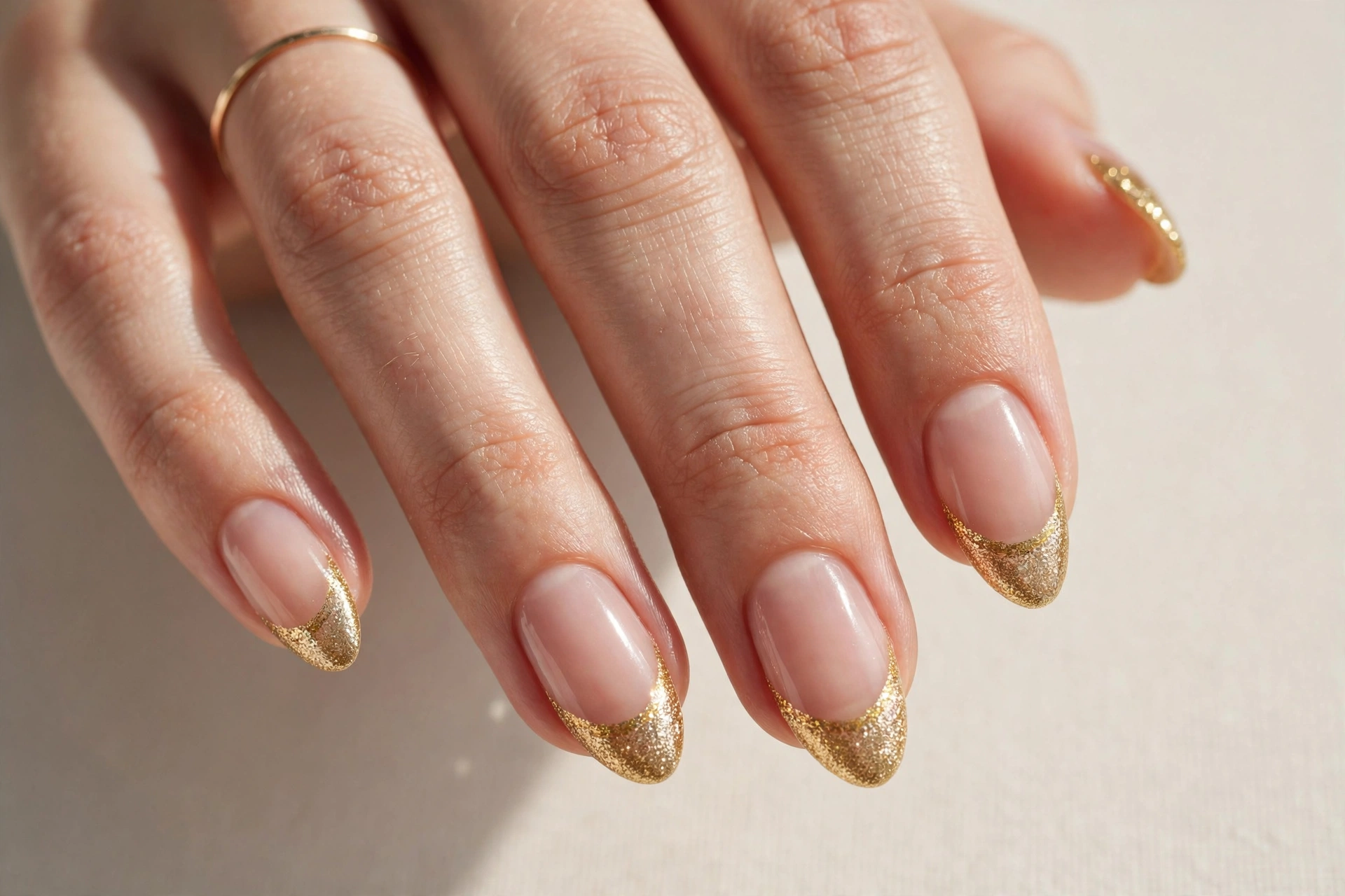 White ombre baby boomer French manicure on almond nails