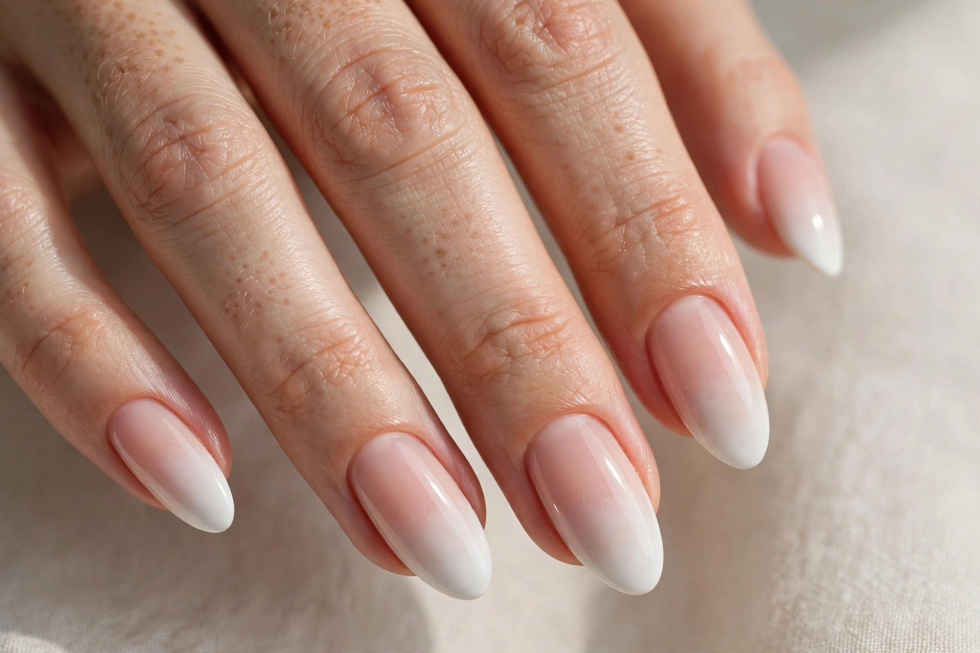 Rainbow pastel French tips, each nail a different pastel color