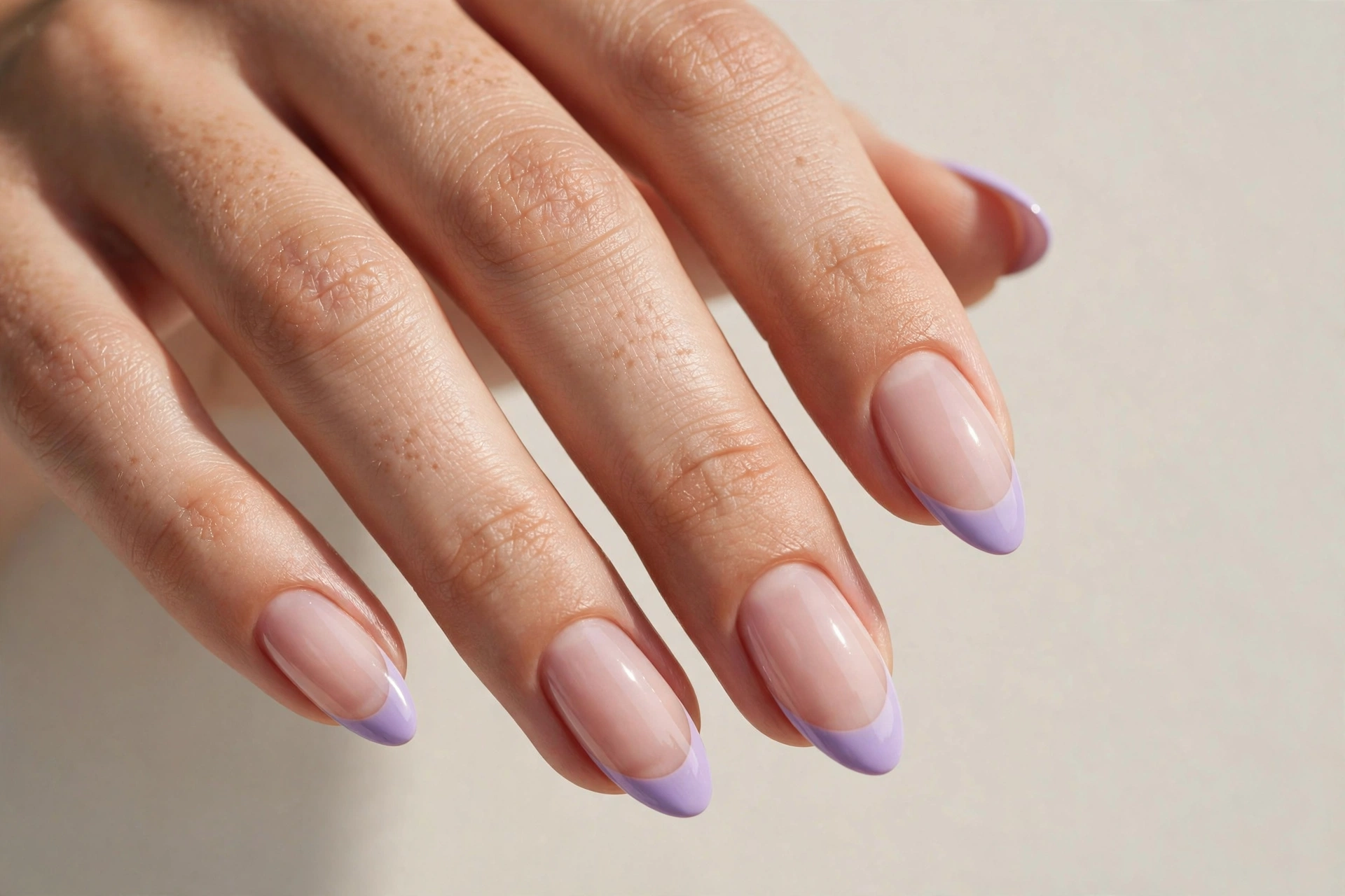 White French tips with rhinestone crystal accent on ring finger