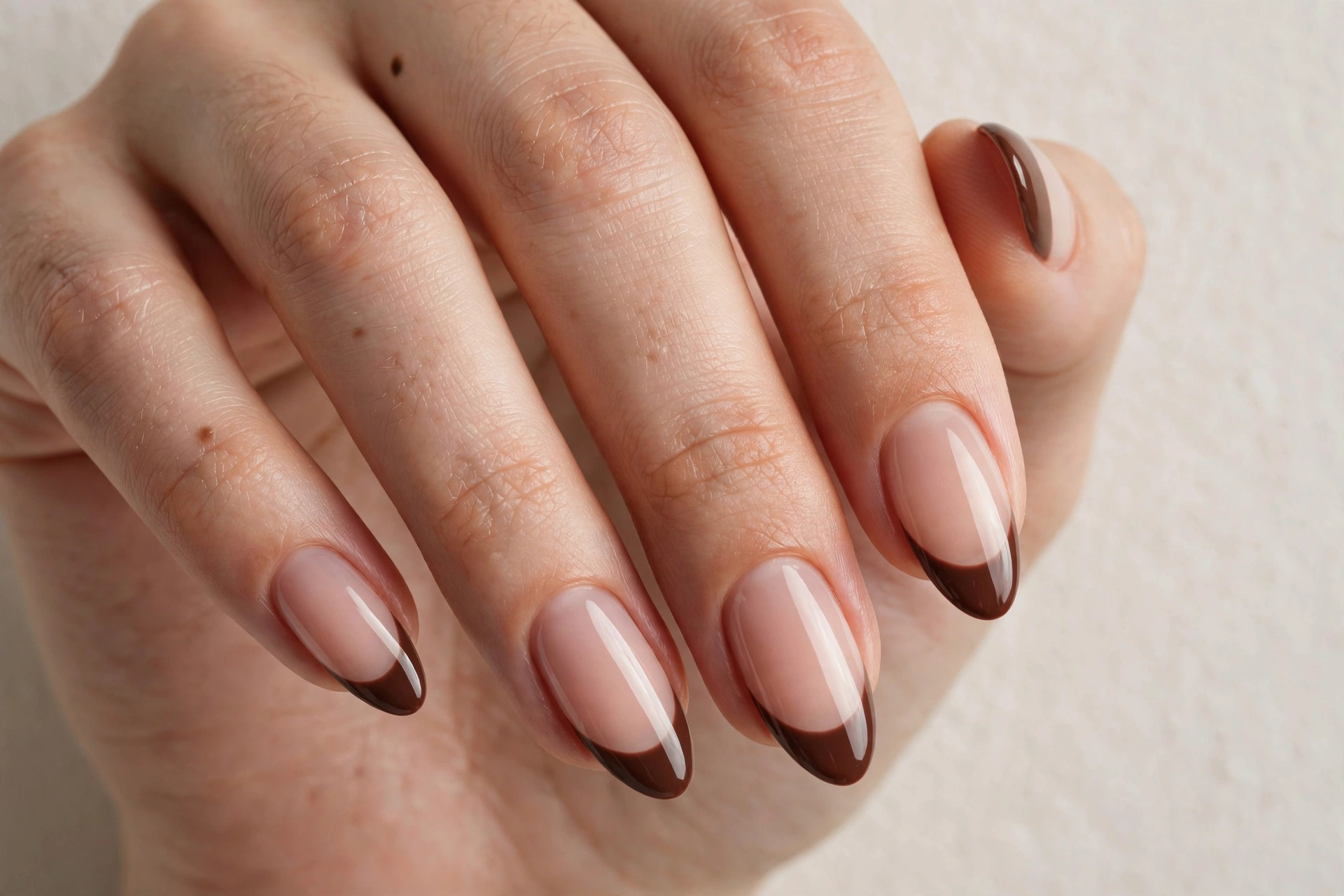 White French tips with tiny gold star details