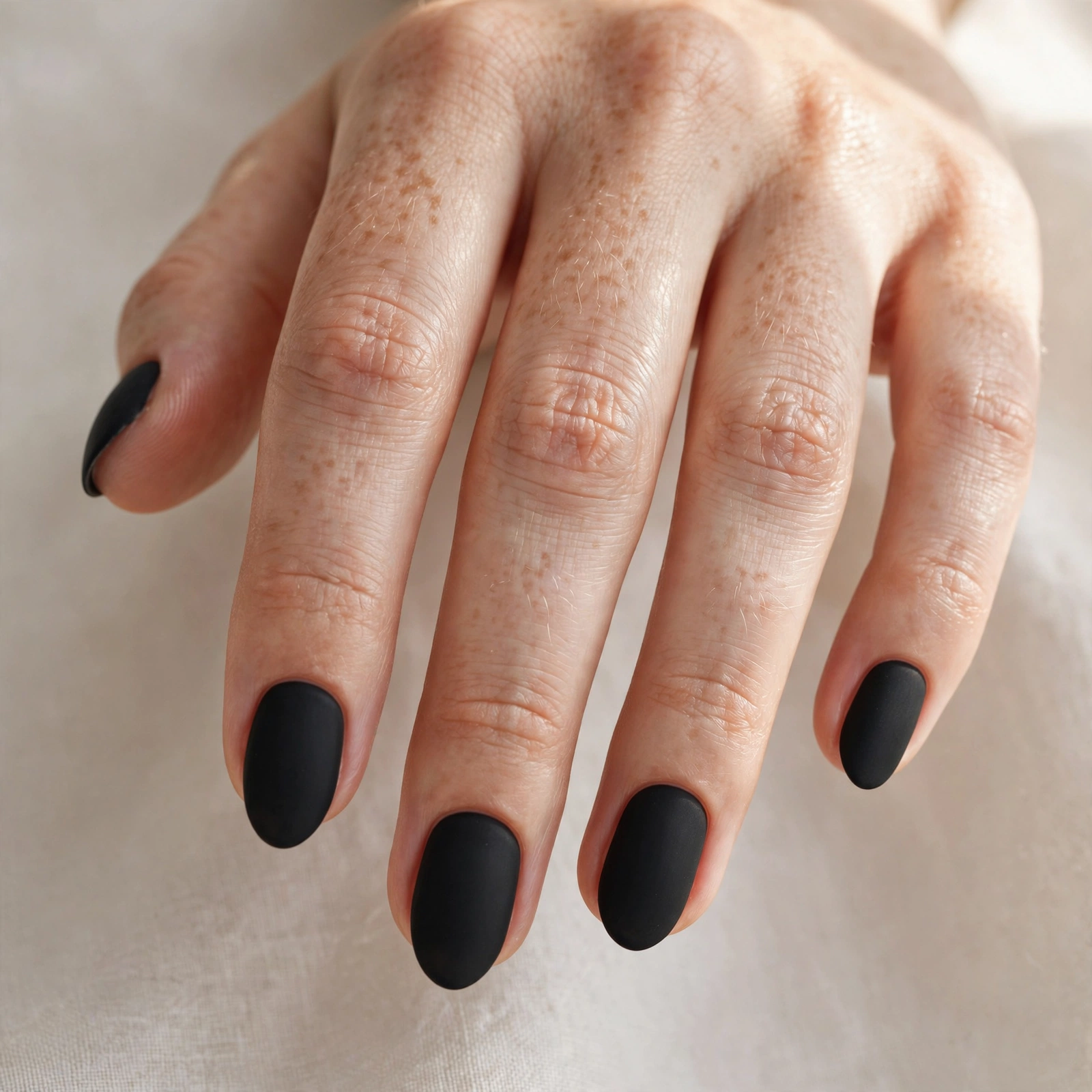 Matte black simple nail manicure
