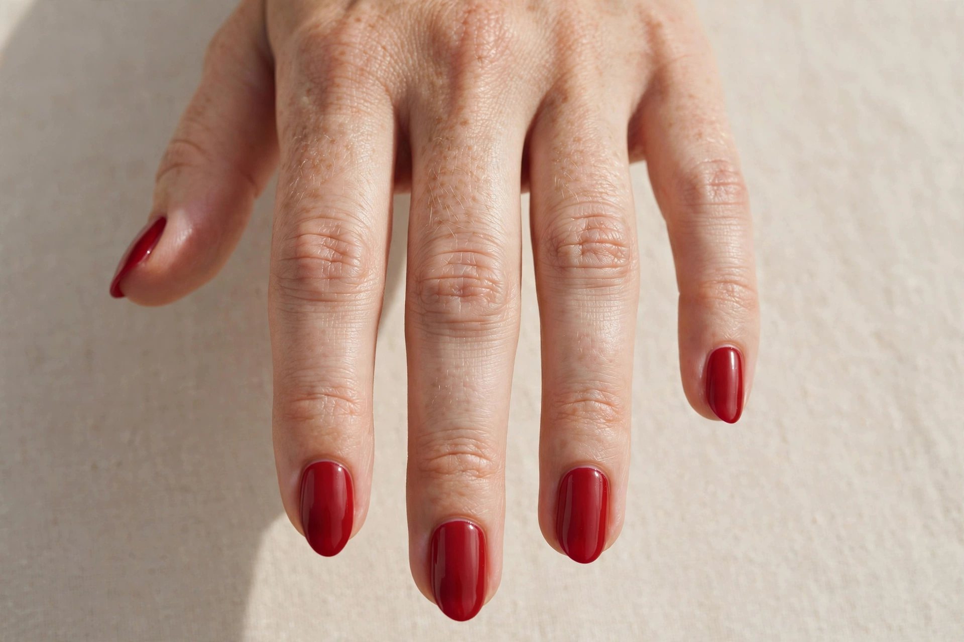 Classic simple red nail manicure