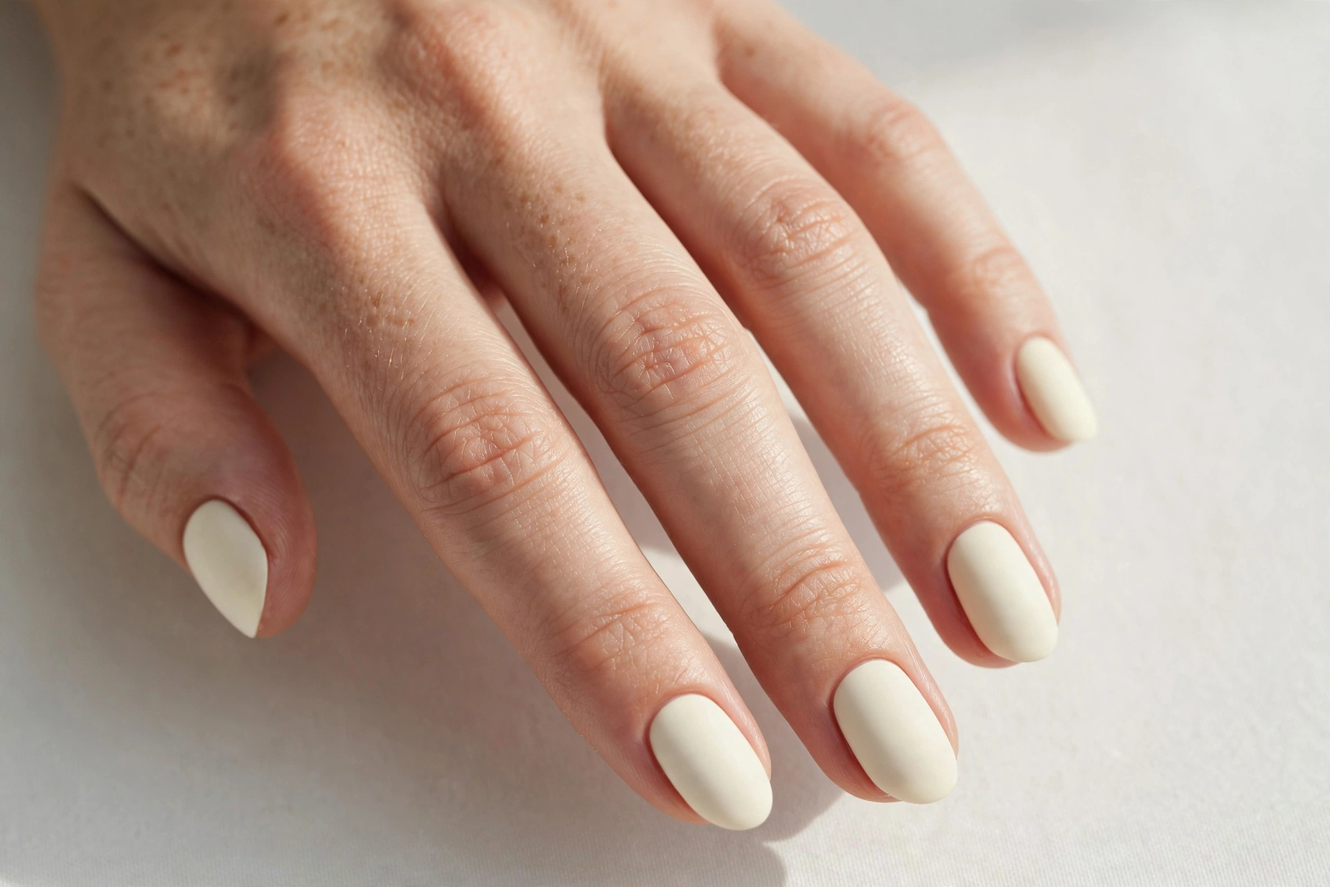 Cream ivory short nail minimalist manicure