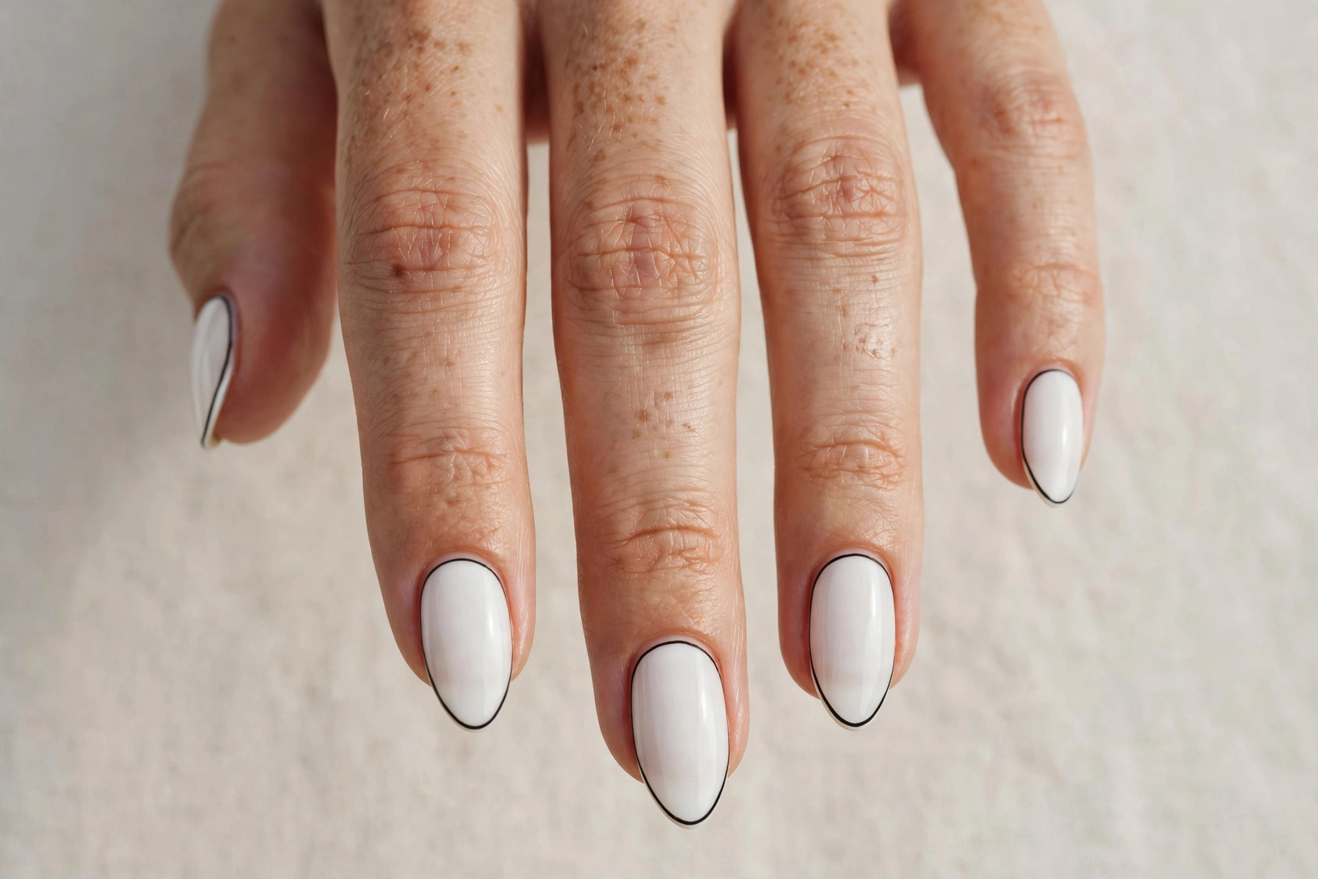 White nails with thin black outline detail
