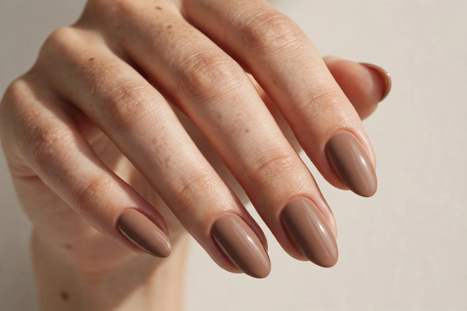 Mocha brown minimalist nail manicure