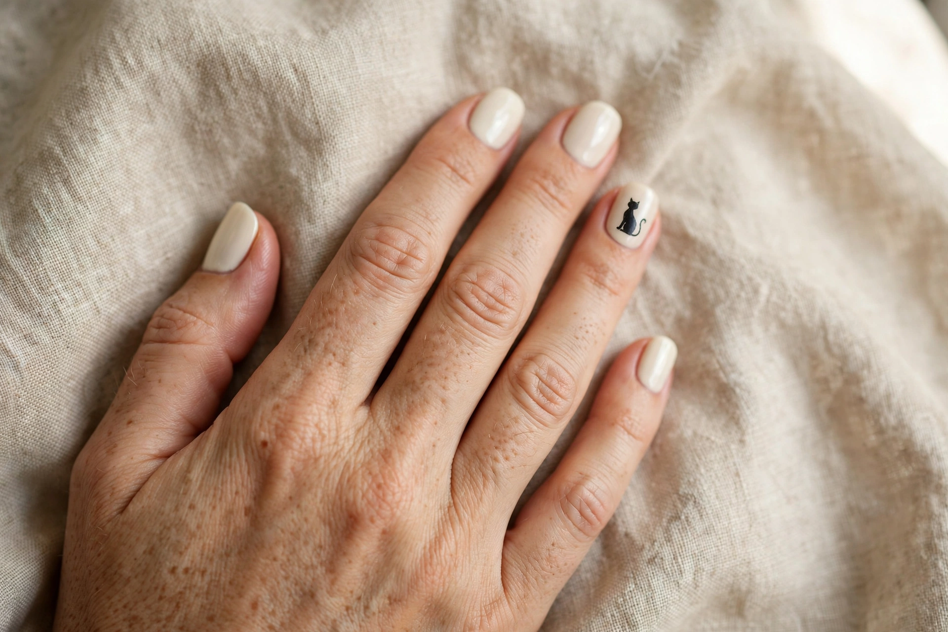 Easy Halloween designs for nails – black cat silhouette accent nail