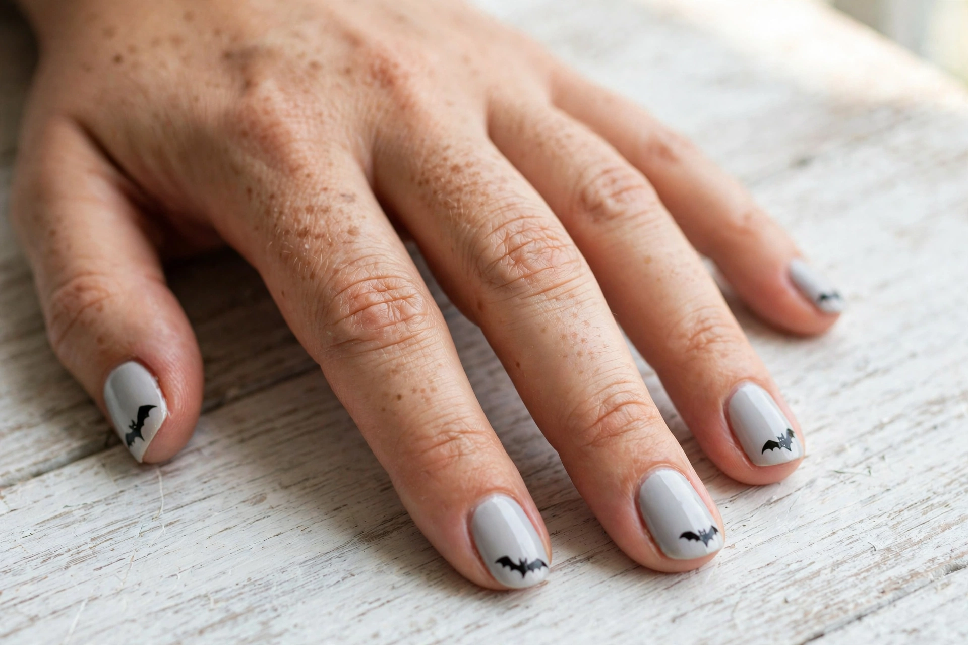 Easy Halloween designs for nails – bat silhouette tips nail art