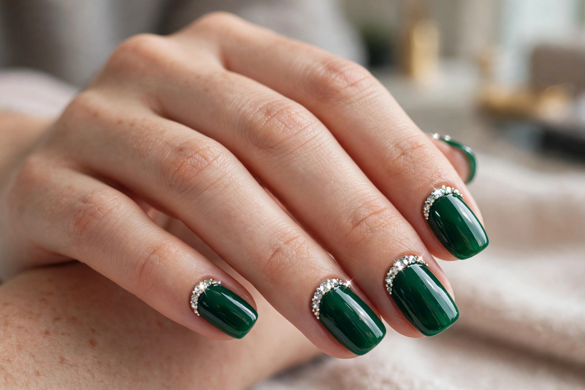 Deep emerald green matte coffin nails