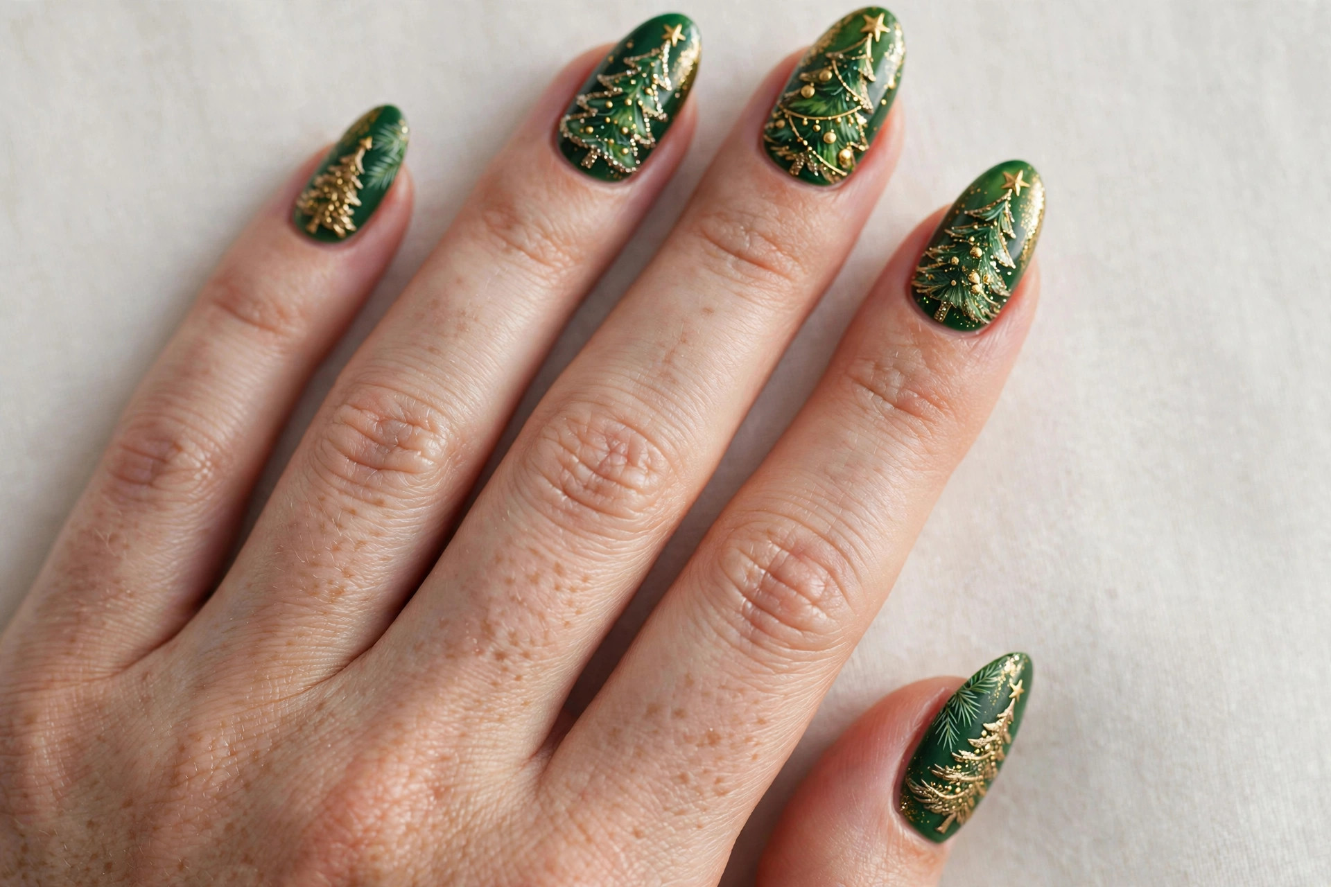 Christmas tree nail art press-on nails