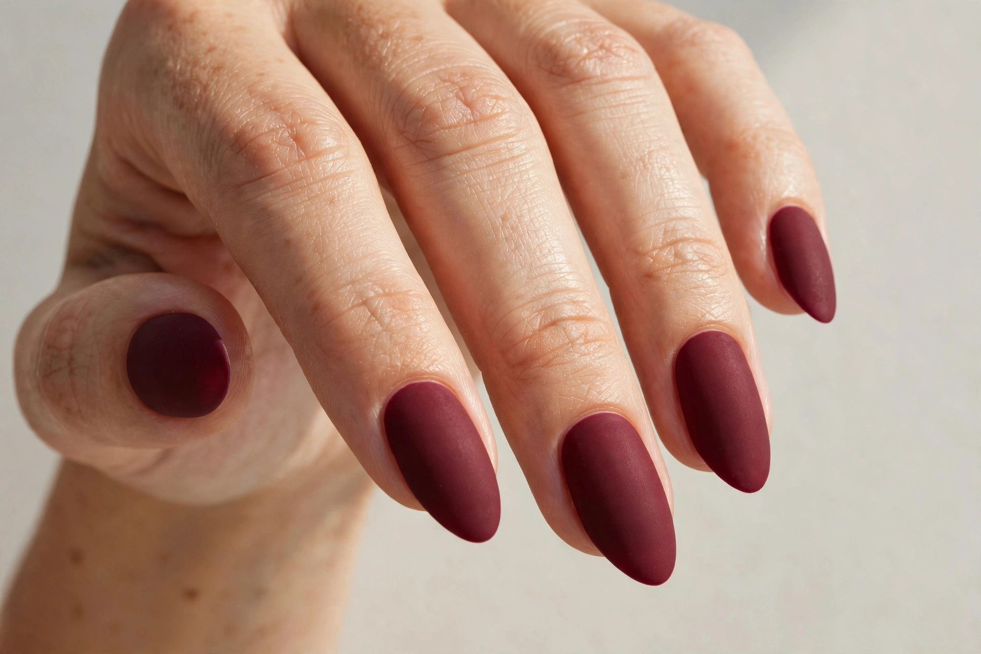 Rich burgundy matte Christmas press-on nails