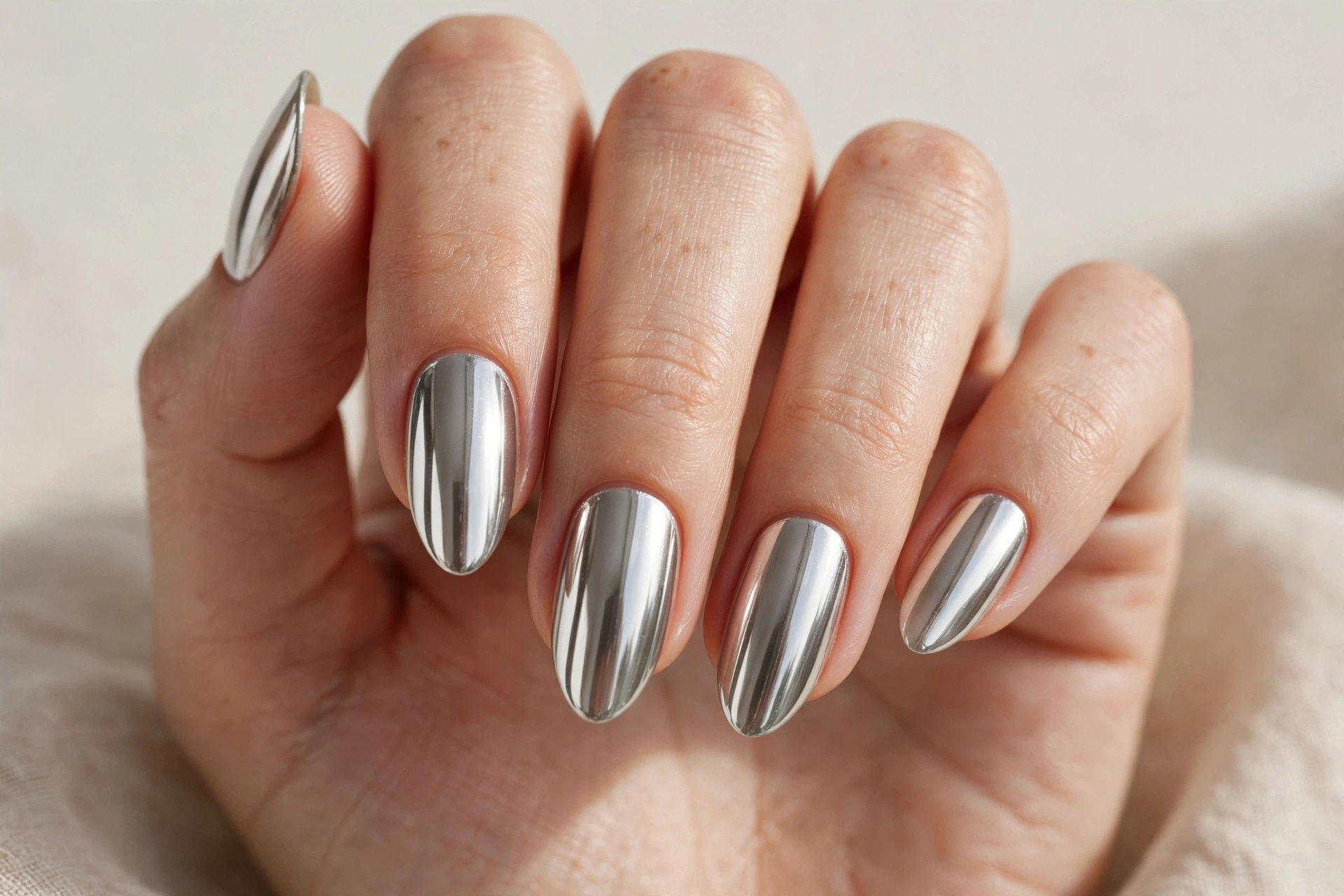 Mirror silver chrome Christmas press-on nails