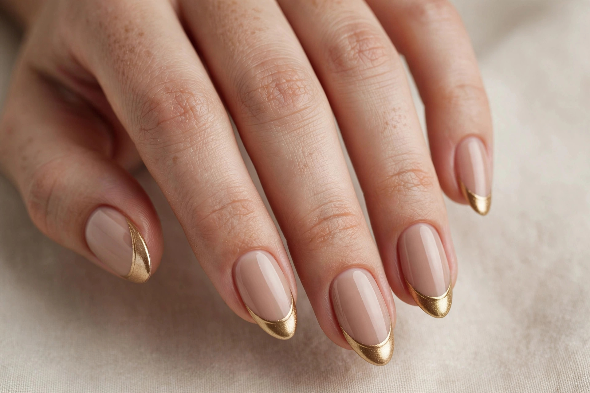 Metallic gold french tip Christmas press-on nails