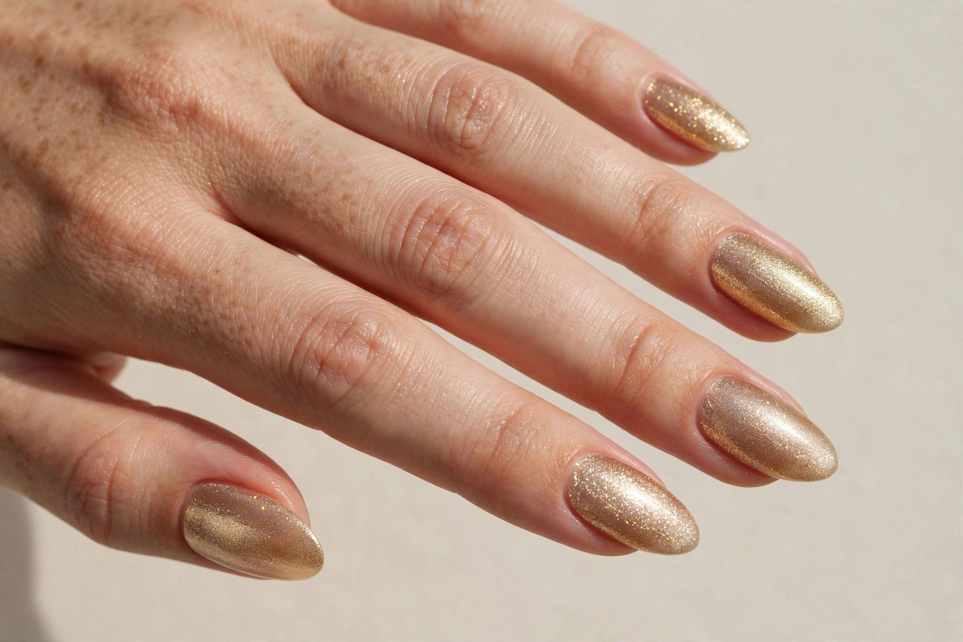 Champagne shimmer Christmas press-on nails