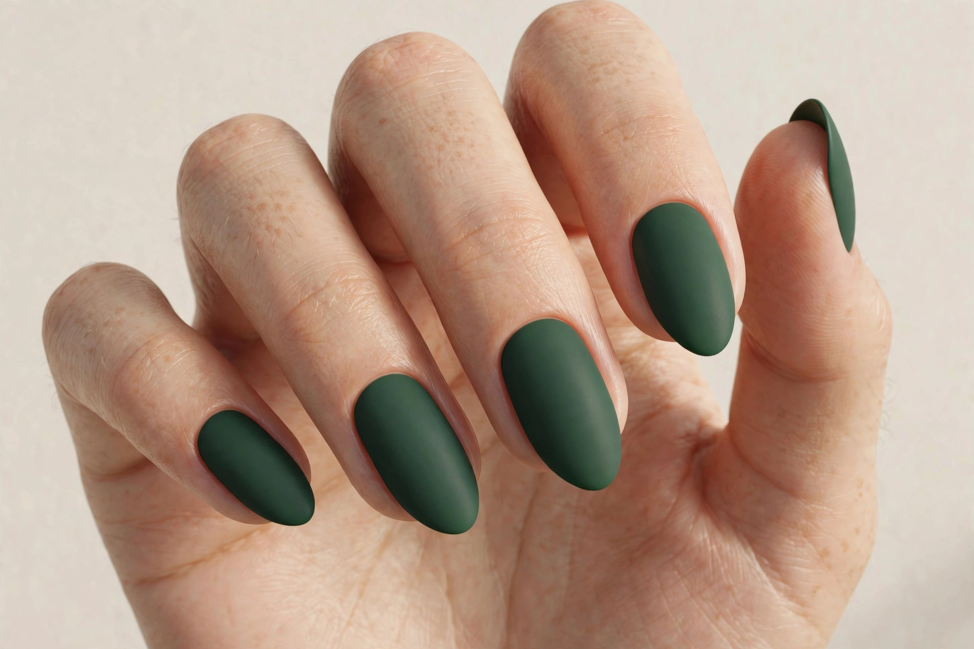 Almond shaped nails with pumpkin spice gel manicure