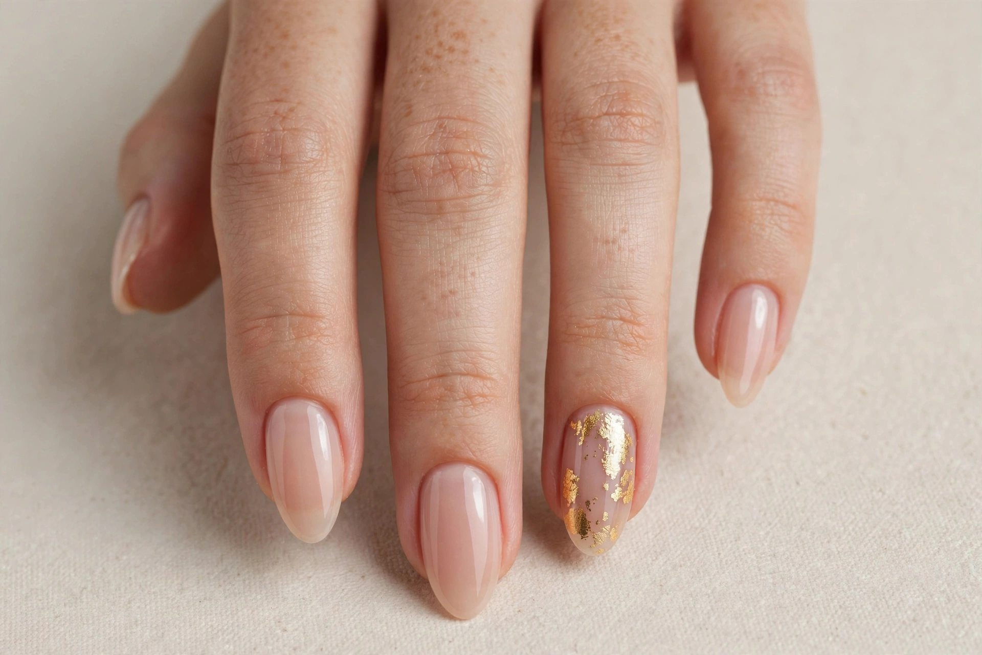 Almond shaped nails with matte forest green gel manicure