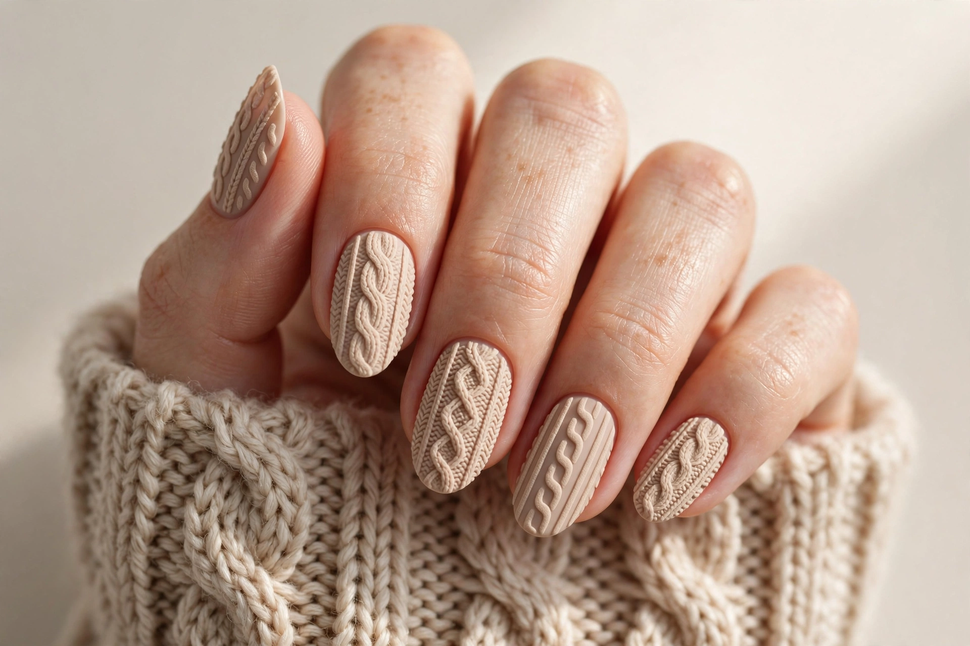 Almond shaped nails with harvest glitter gel manicure